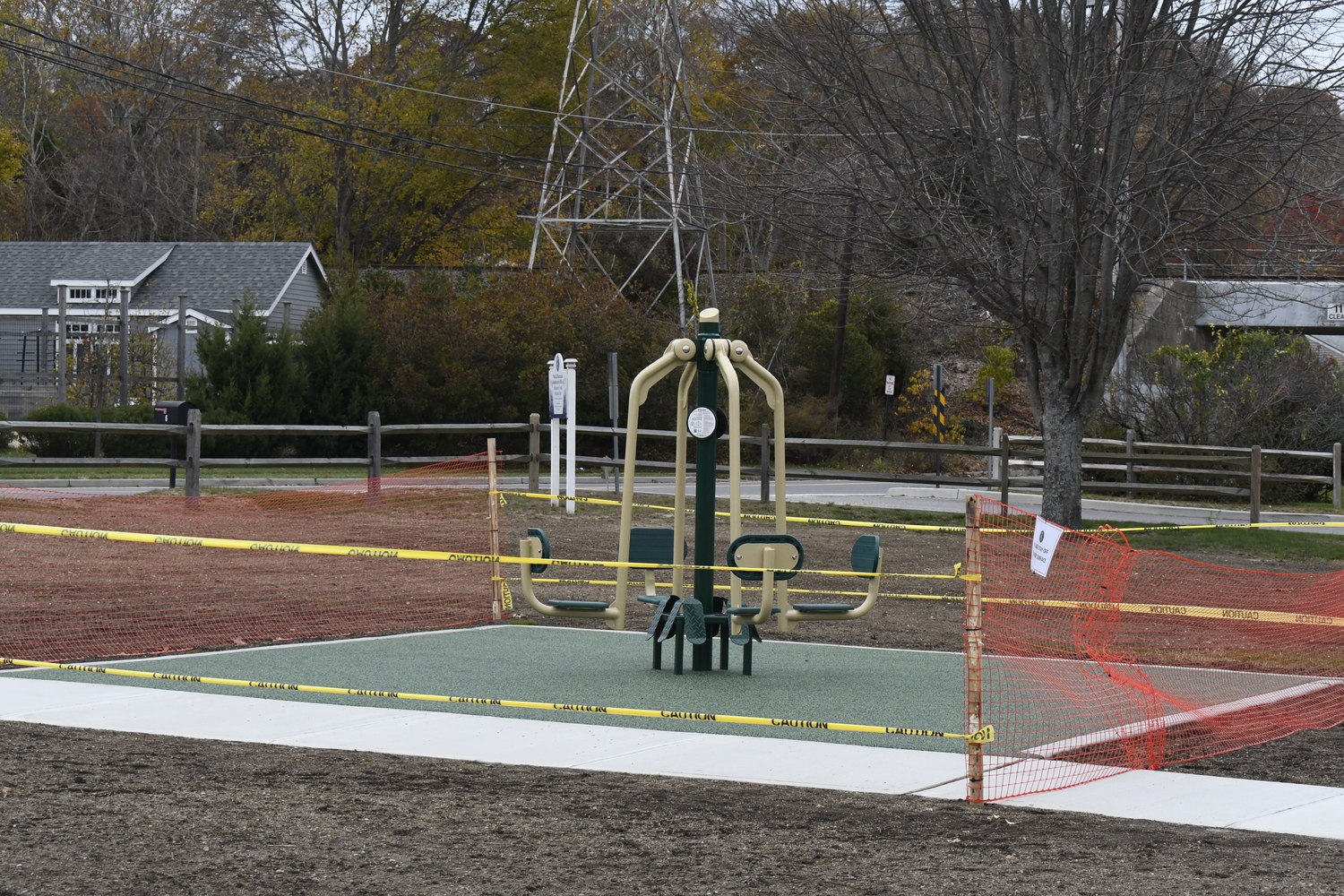 The Shinnecock Canal Maritime Park fitness park, located adjacent to the Parks and Recreation administration offices at 6 Newtown Road in Hampton Bays, is just about completed.  DREW BUDD