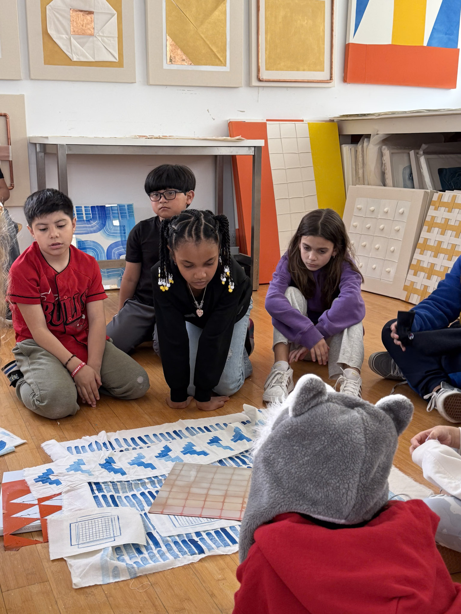 Bridgehampton School students visiting Bastienne Schmidt for the Student Art Festival. KAYLA MATTERS