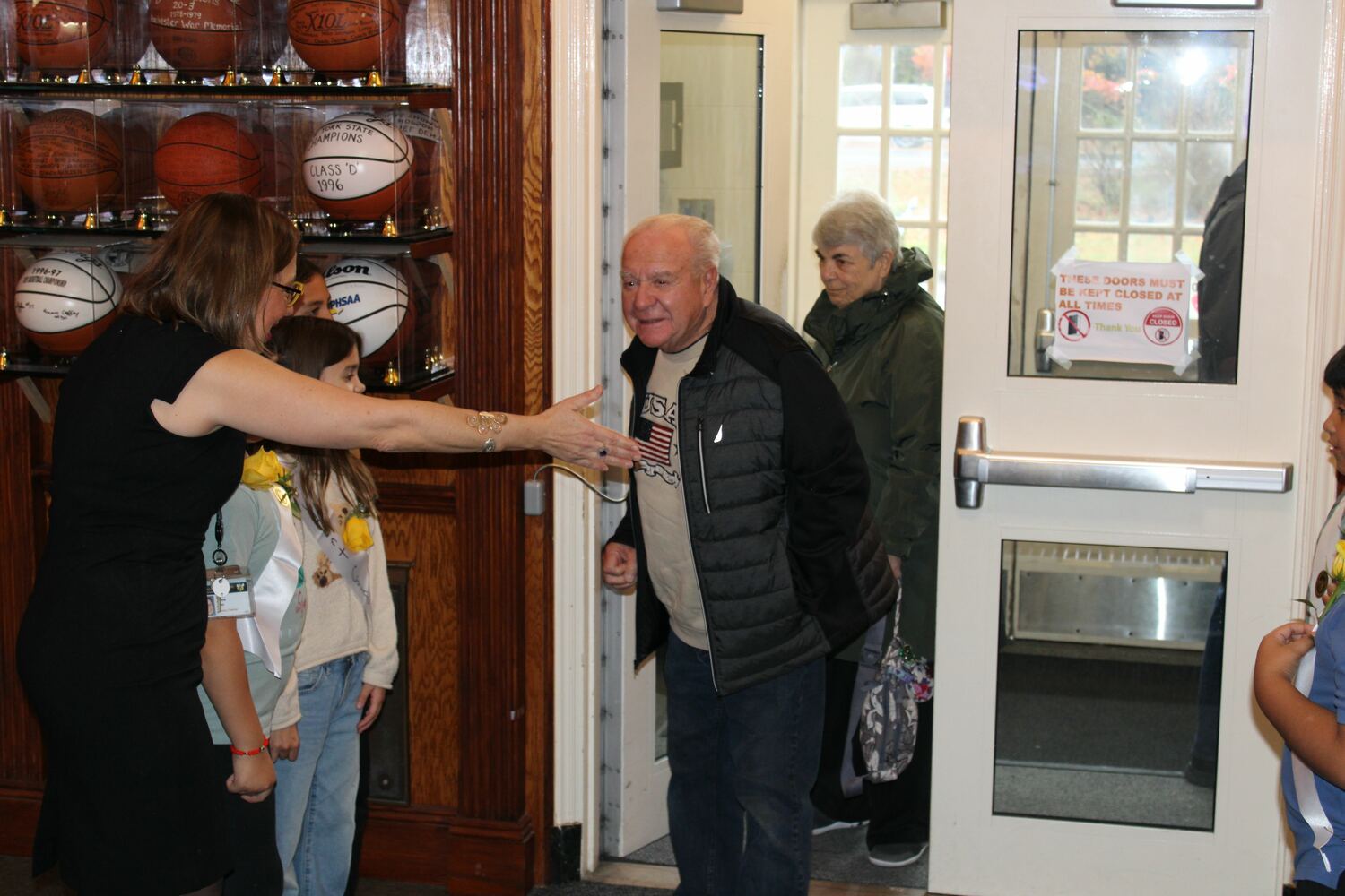 Bridgehampton School's Veterans Welcoming Committee warmly greeted guests as they arrived. COURTESY BRIDGEHAMPTON SCHOOL DISTRICT