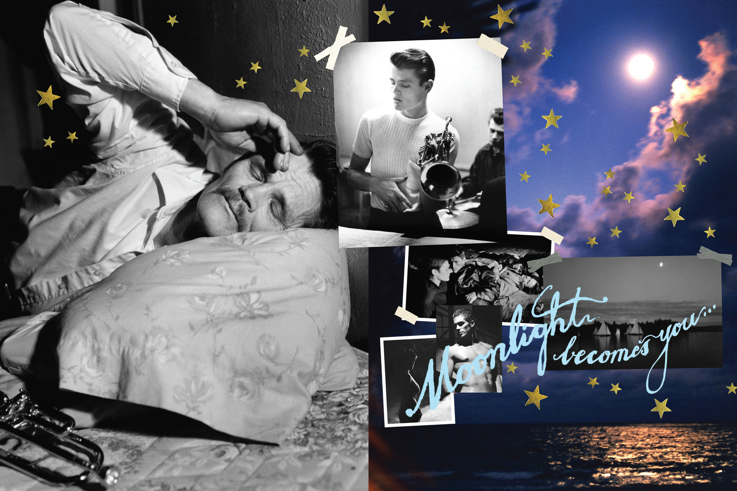 A spread from Bruce Weber's film journal book documenting his time shooting 