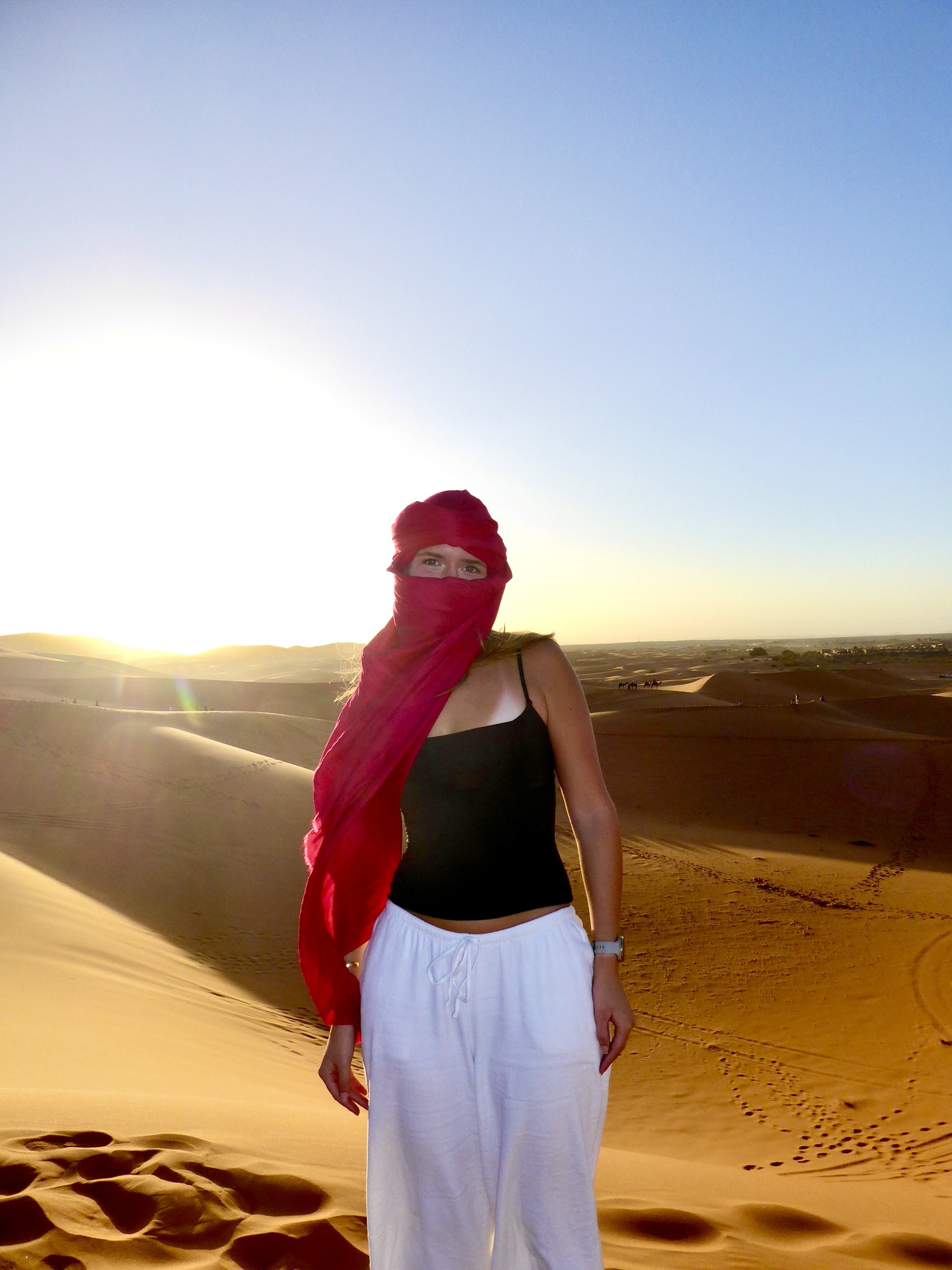 Cami Hatch is currently traveling abroad. She saved someone from drowning in the waters off Malta a few weeks ago. Here she is in Merzouga, Morocco.   JADE FOO