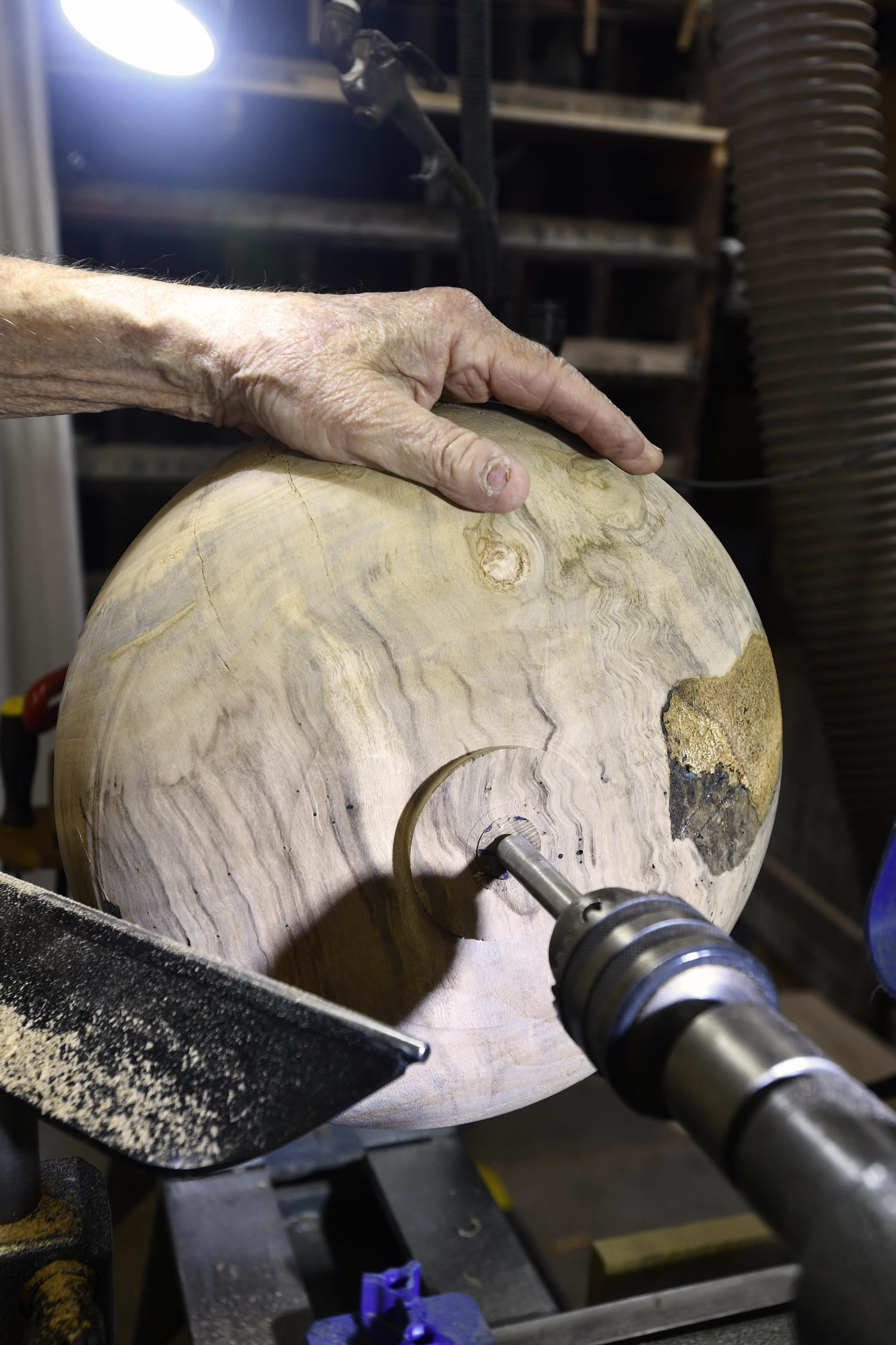 John Halsey showcases the delicate art of wood turning at his shop in Water Mill. DANA SHAW