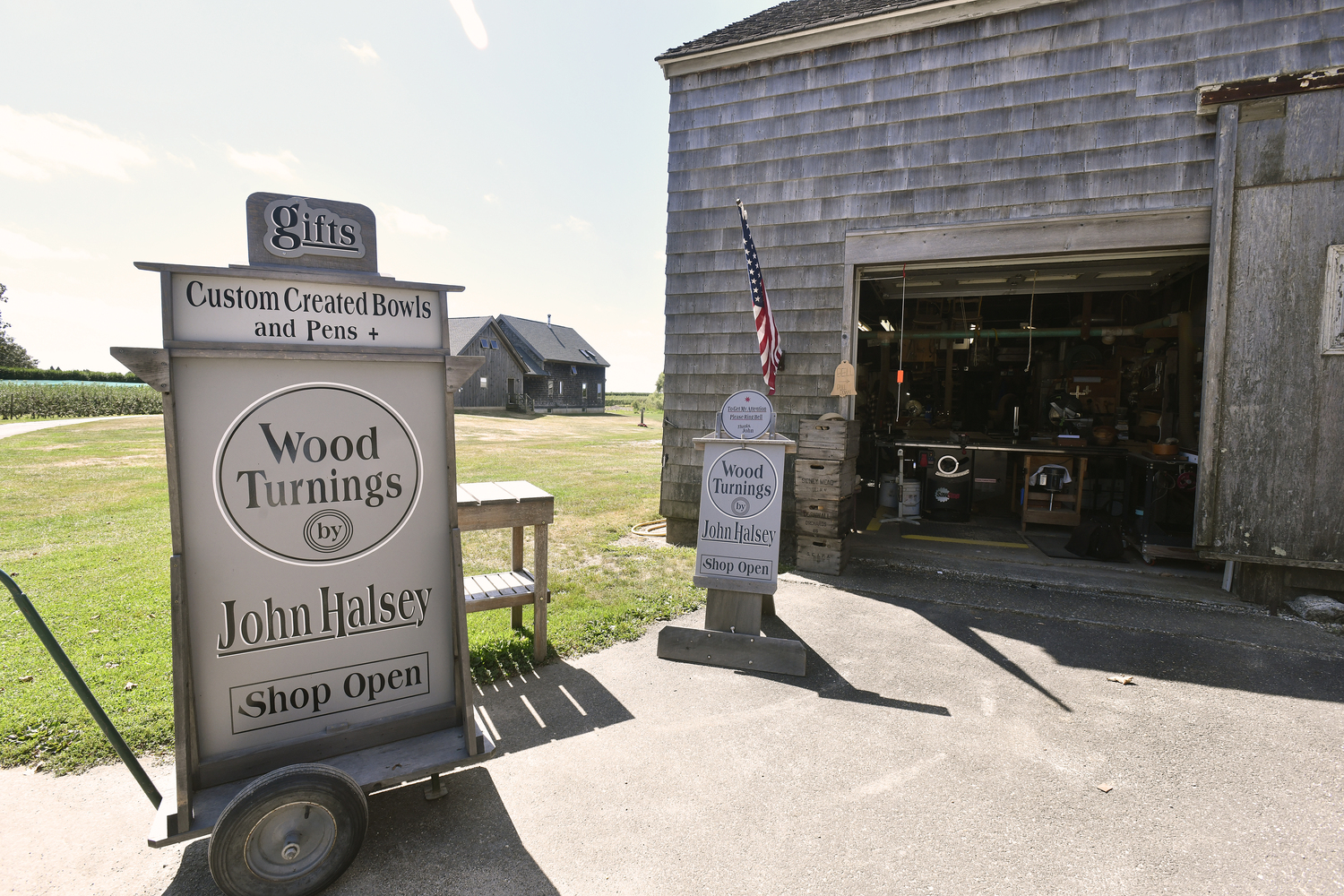 John Halsey's Water Mill shop, where he sells his wood turning creations. DANA SHAW