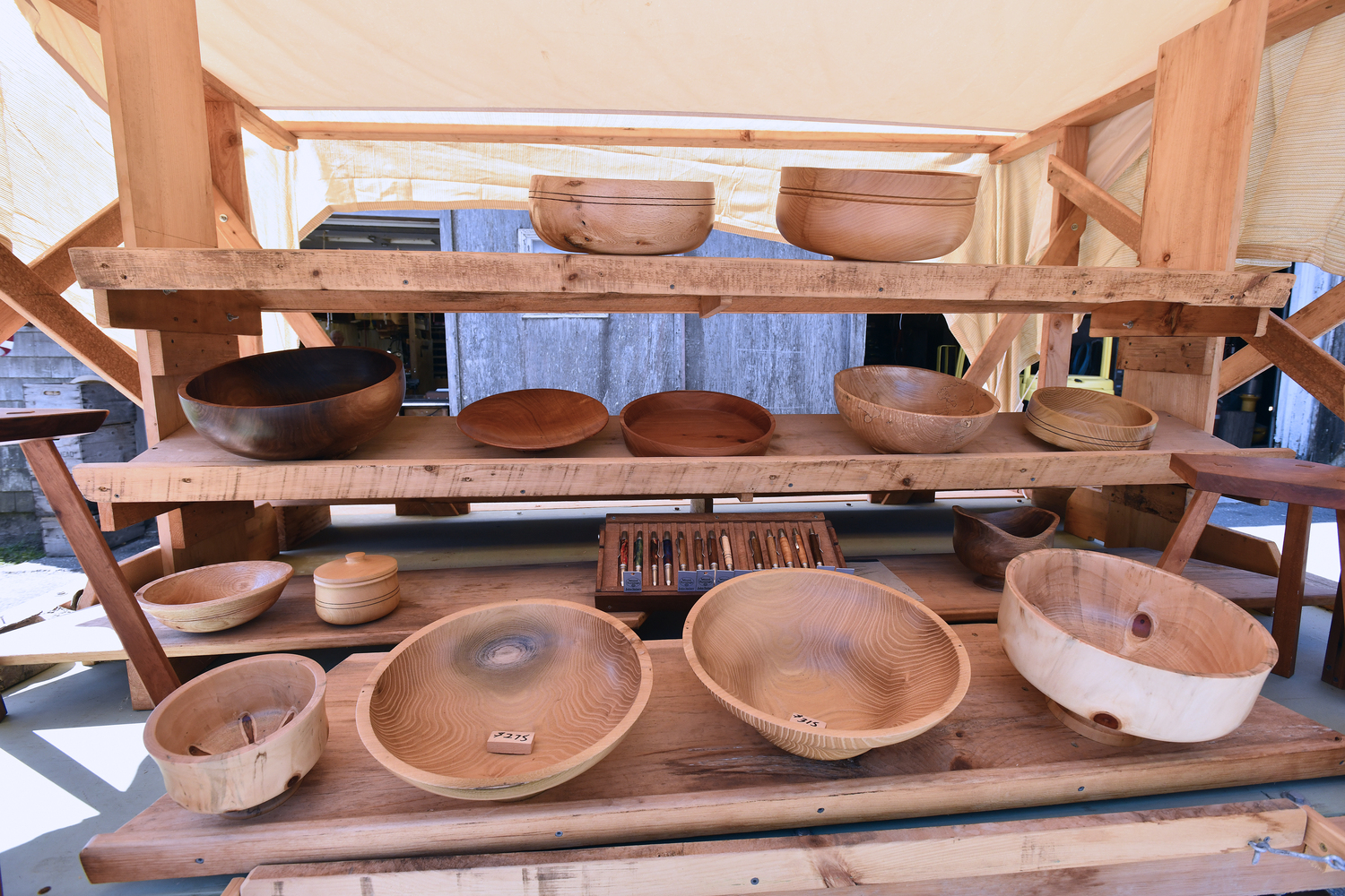 Several of John Halsey's handmade bowls. DANA SHAW