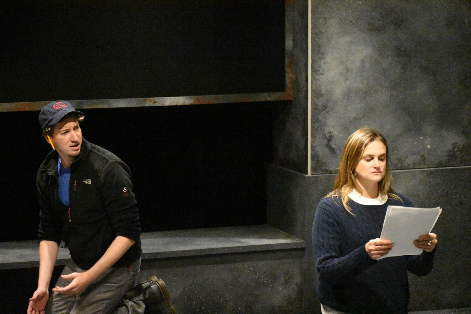 John Kroft (as Montag) and Daniela Mastropietro (as Mildred) rehearsing 
