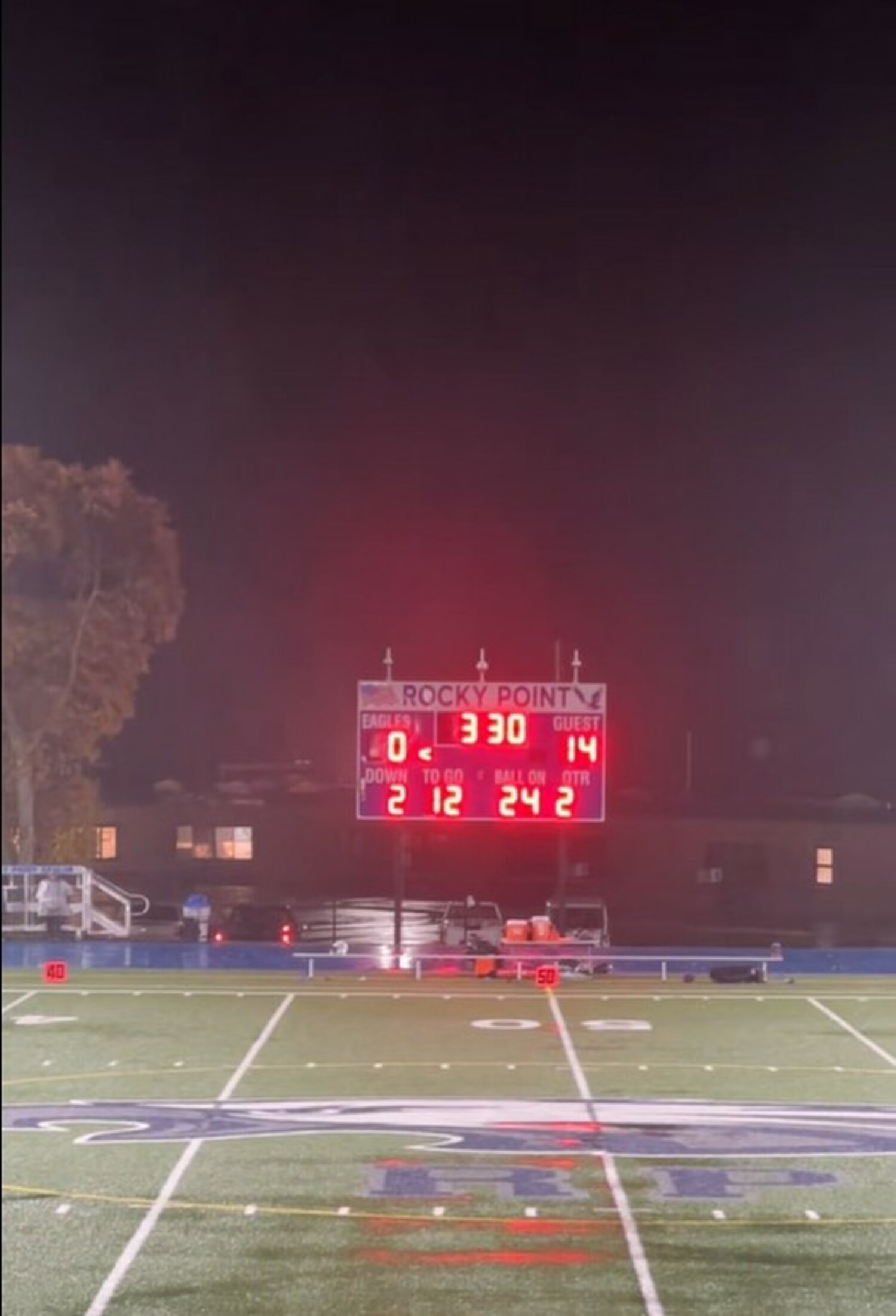 The East Hampton/Pierson/Bridgehampton football team played at a rain-soaked Rocky Point on Thursday, October 30.