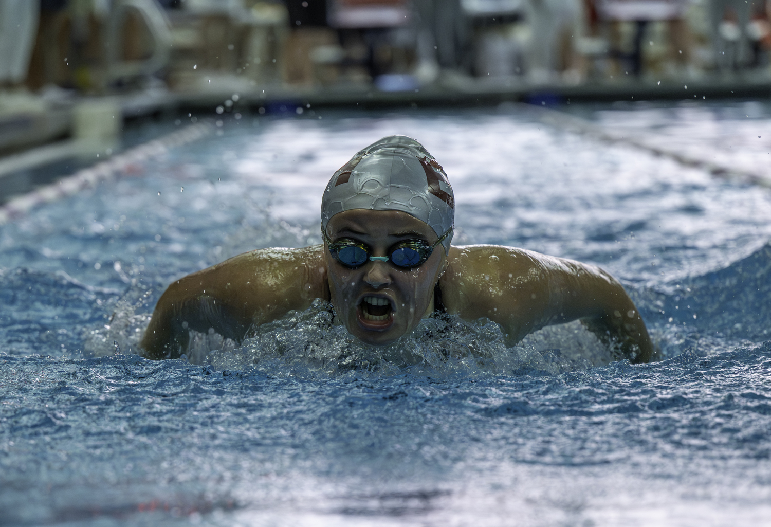 Ginger Griffin in the 100-yard butterfly.  MARIANNE BARNETT