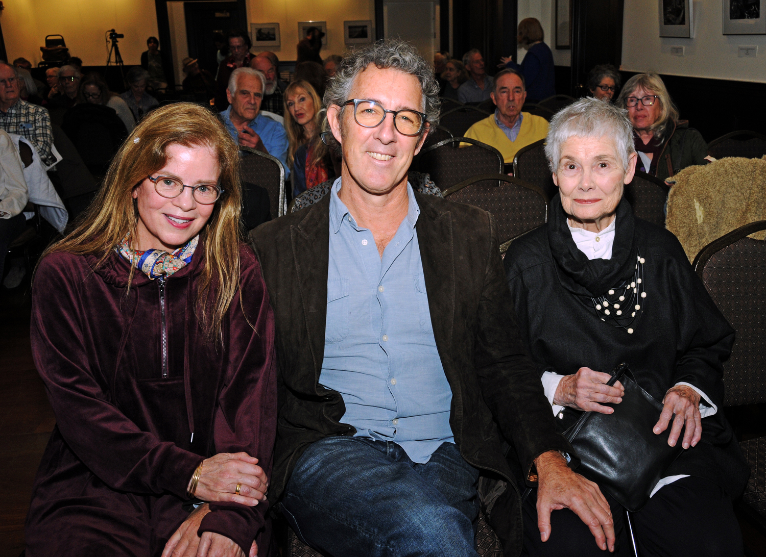 Rue, Alex and Maria Matthiessen at the East Hampton Library's final event in the 2025 Tom Twomey Series,  “Biography as Pilgrimage: On the Trail of Peter Matthiessen.” with author Lance Richardson on Saturday.    RICHARD LEWIN
