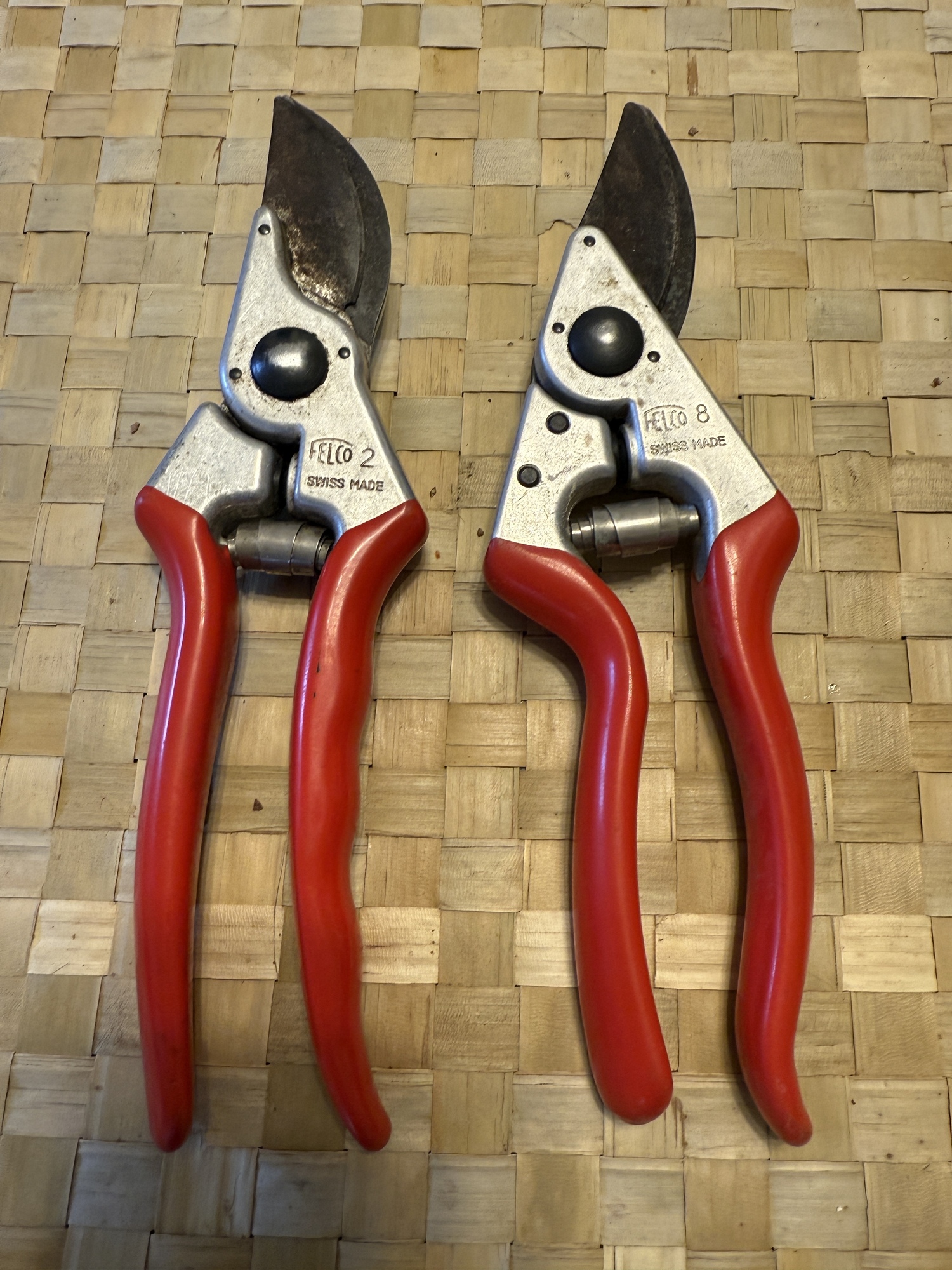 It may be hard to choose between the Felco #2, left, and Felco #8, but it’s all about ergonomics and which feels better in your hand. They cut exactly the same. ANDREW MESSINGER