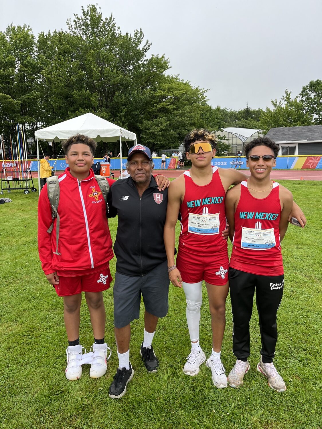 Gerrod Smith with three of his grandsons who competed at the North American Indigenous Games in Halifax, Nova Scotia, 2021.   COURTESY GERROD SMITH