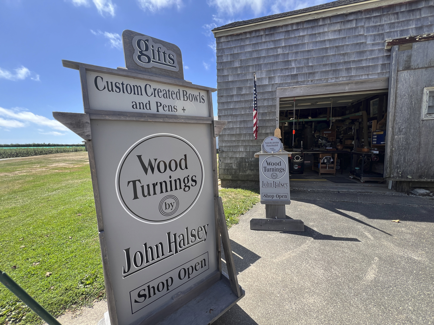 John Halsey's woodturning shop at his home in Water Mill. DANA SHAW