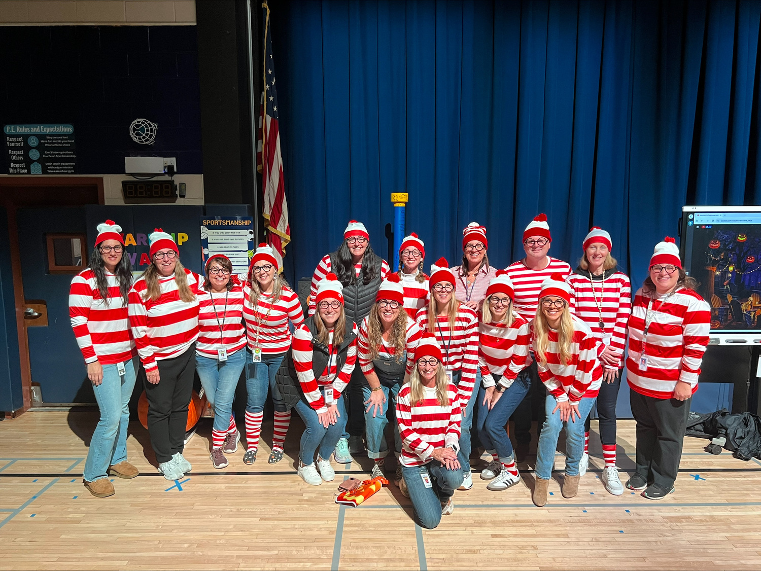 Amagansett  School's teachers got into the Halloween spirit and dressed as Where’s Waldo. COURTESY AMAGANSETT SCHOOL DISTRICT