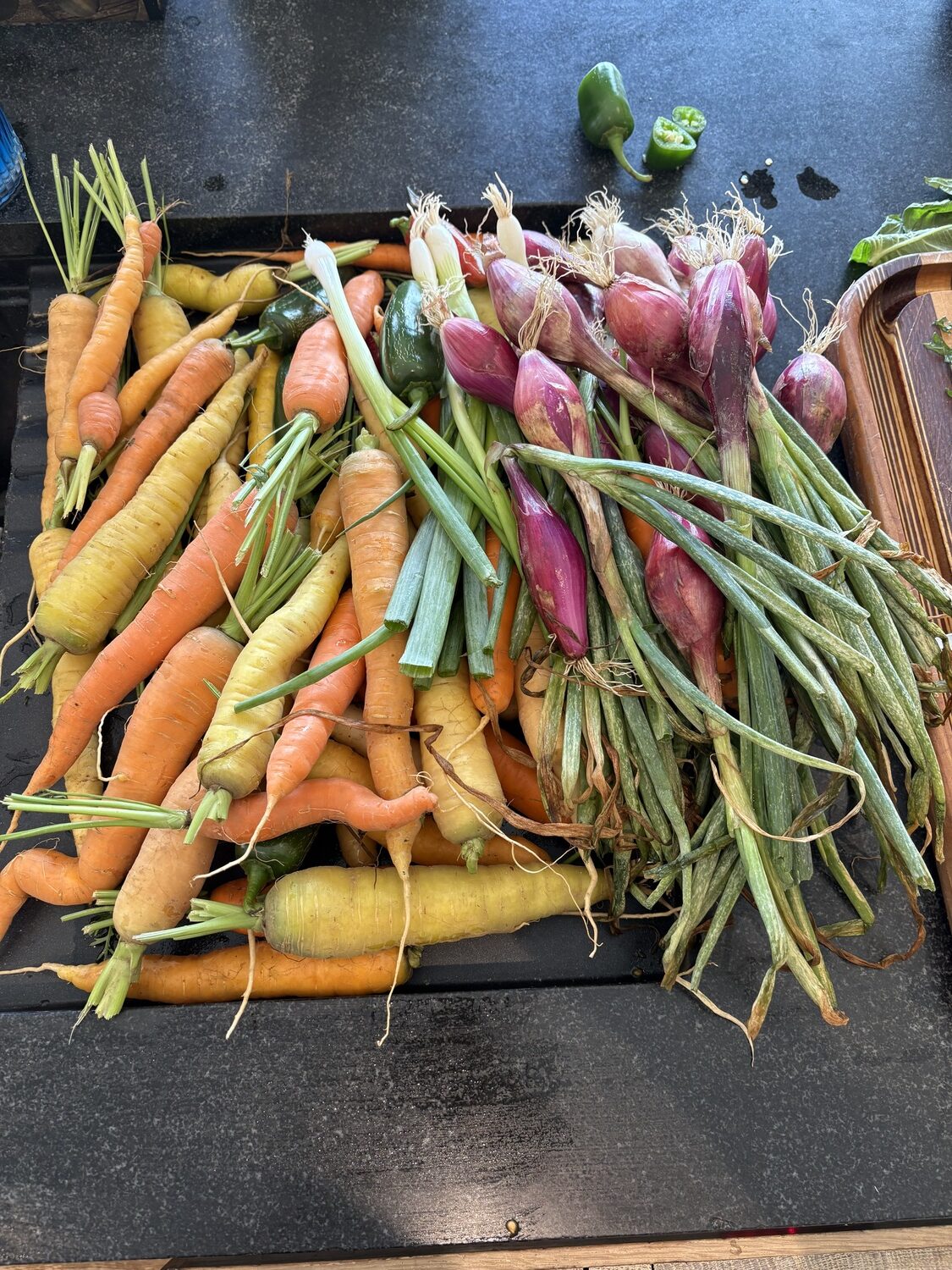 Fresh produce from Marilee Foster's farm, which will be used to make kimchi.