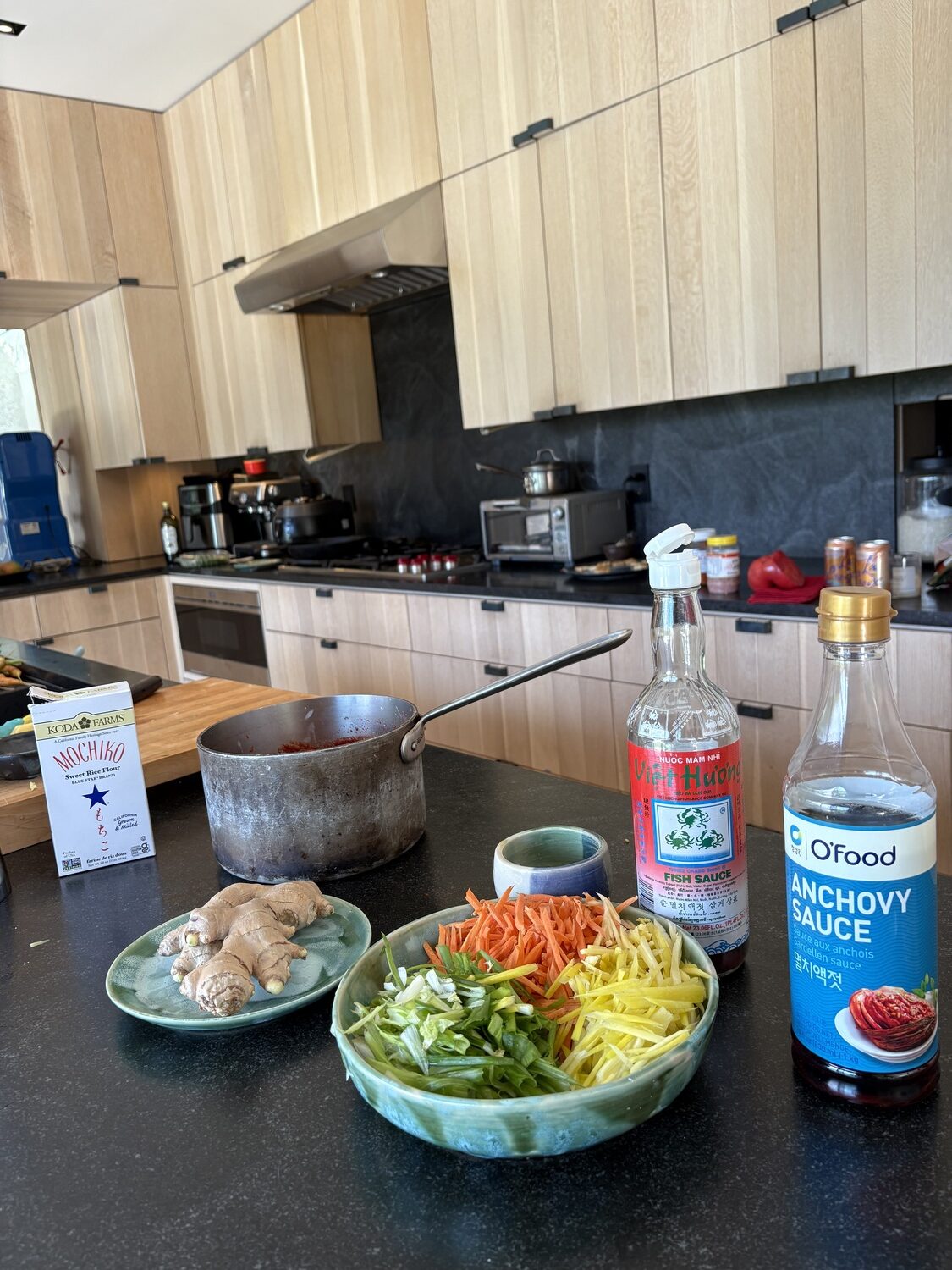 The kimchi ingredients are a staple in Shelley Suh's Sagaponack kitchen.