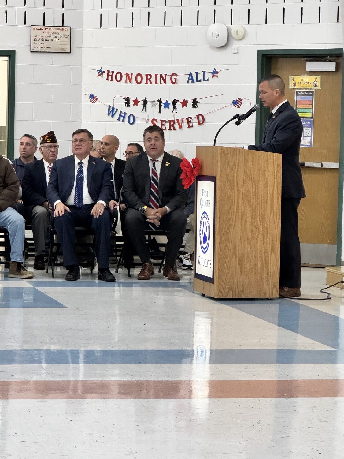 The East Quogue School hosted a special Veterans Day celebration on Monday, November 10, honoring local veterans and commemorating the grand opening of the school's new Hallway of Heroes. COURTESY EAST QUOGUE SCHOOL