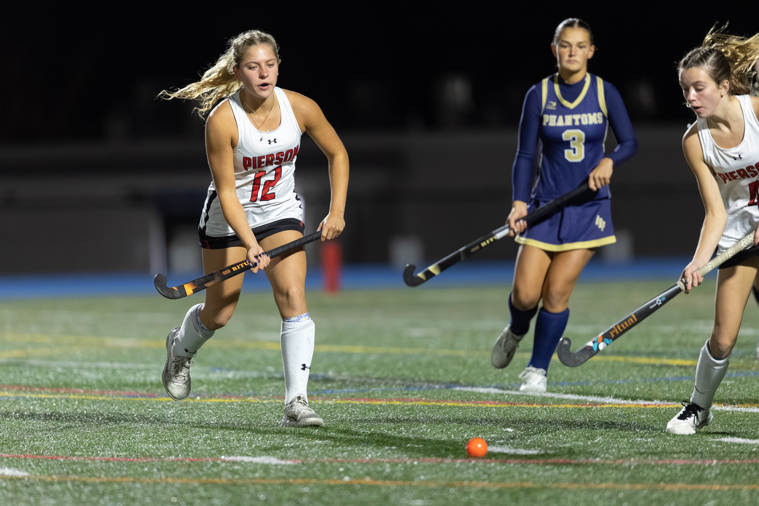 Pierson junior Lola Eldridge keeps her eye on the ball.   RON ESPOSITO