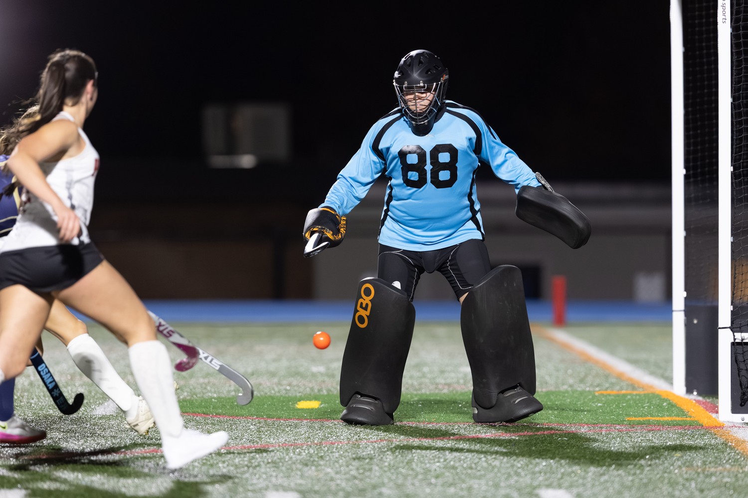 Pierson freshman goalie Caroline Gregor is in position to make a stop.  RON ESPOSITO