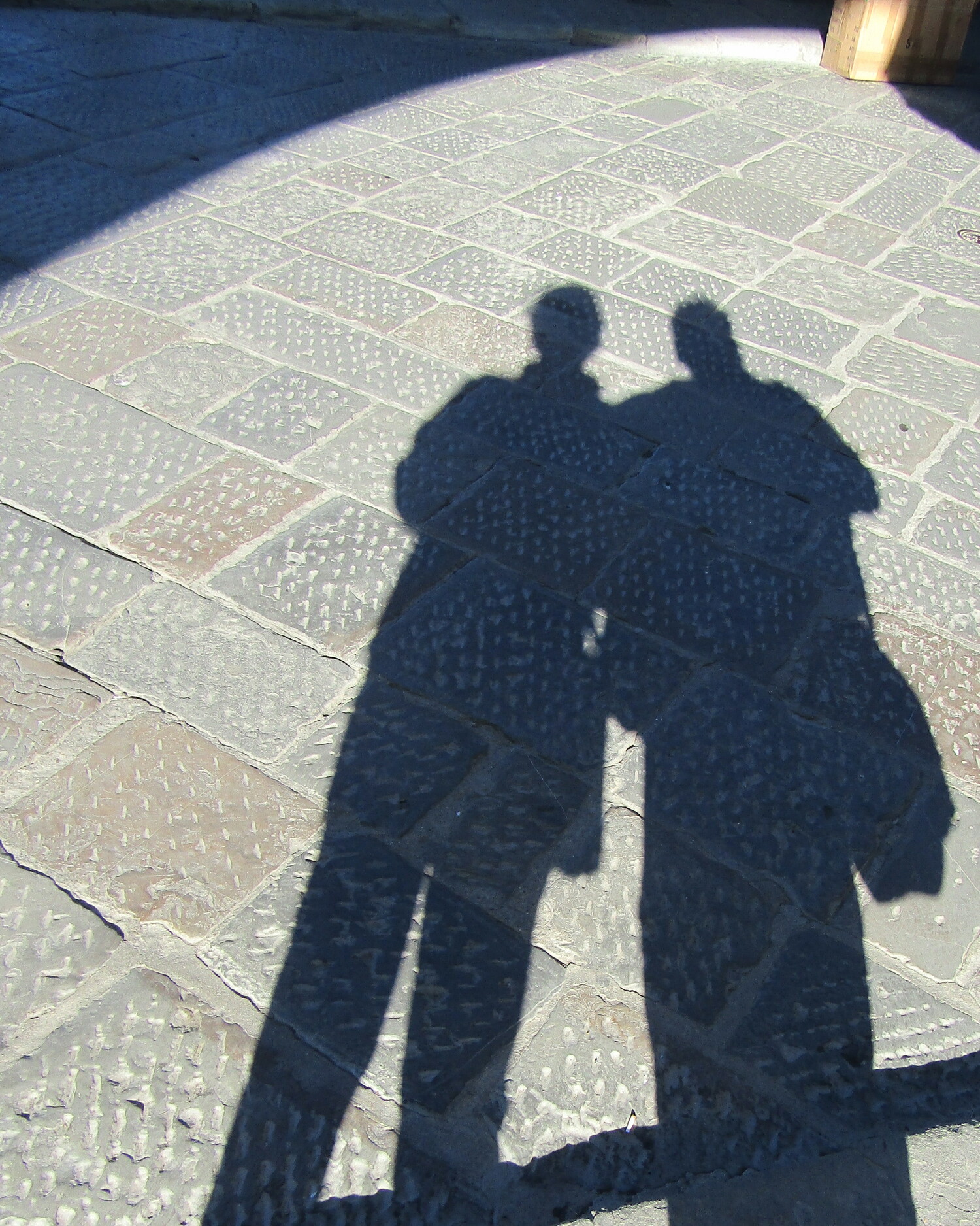 A shadow photo of Scott Sandell and Peter Solow during their February 2024 trip to Florence, Italy. COURTESY THE ARTISTS