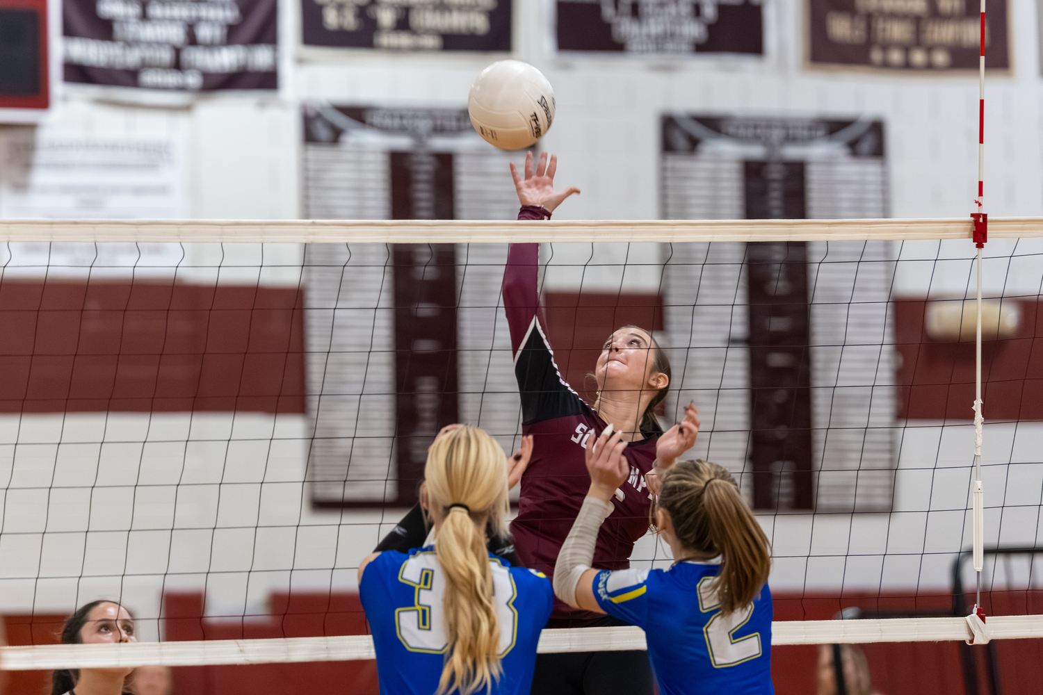 Southampton freshman Willow Ingram gets set to spike the ball.  RON ESPOSITO/SOUTHAMPTON SCHOOL DISTRICT