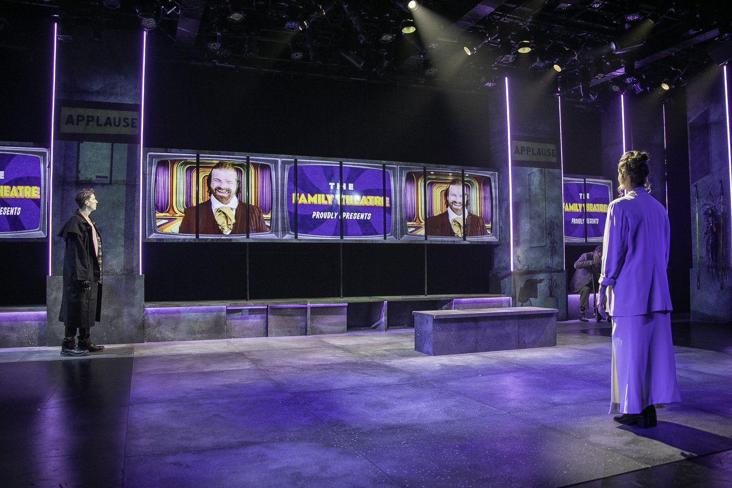 John Kroft (Montag), and Daniela Mastropietro (Mildred) in Bay Street Theater's production of 