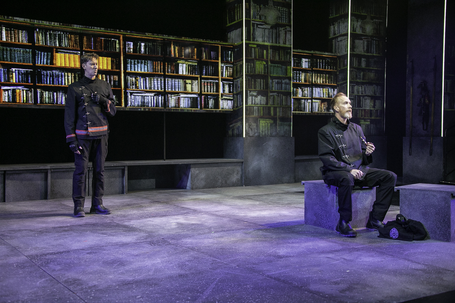 John Kroft (Montag) and J. Stephen Brantley (Beatty) in Bay Street Theater's production of 