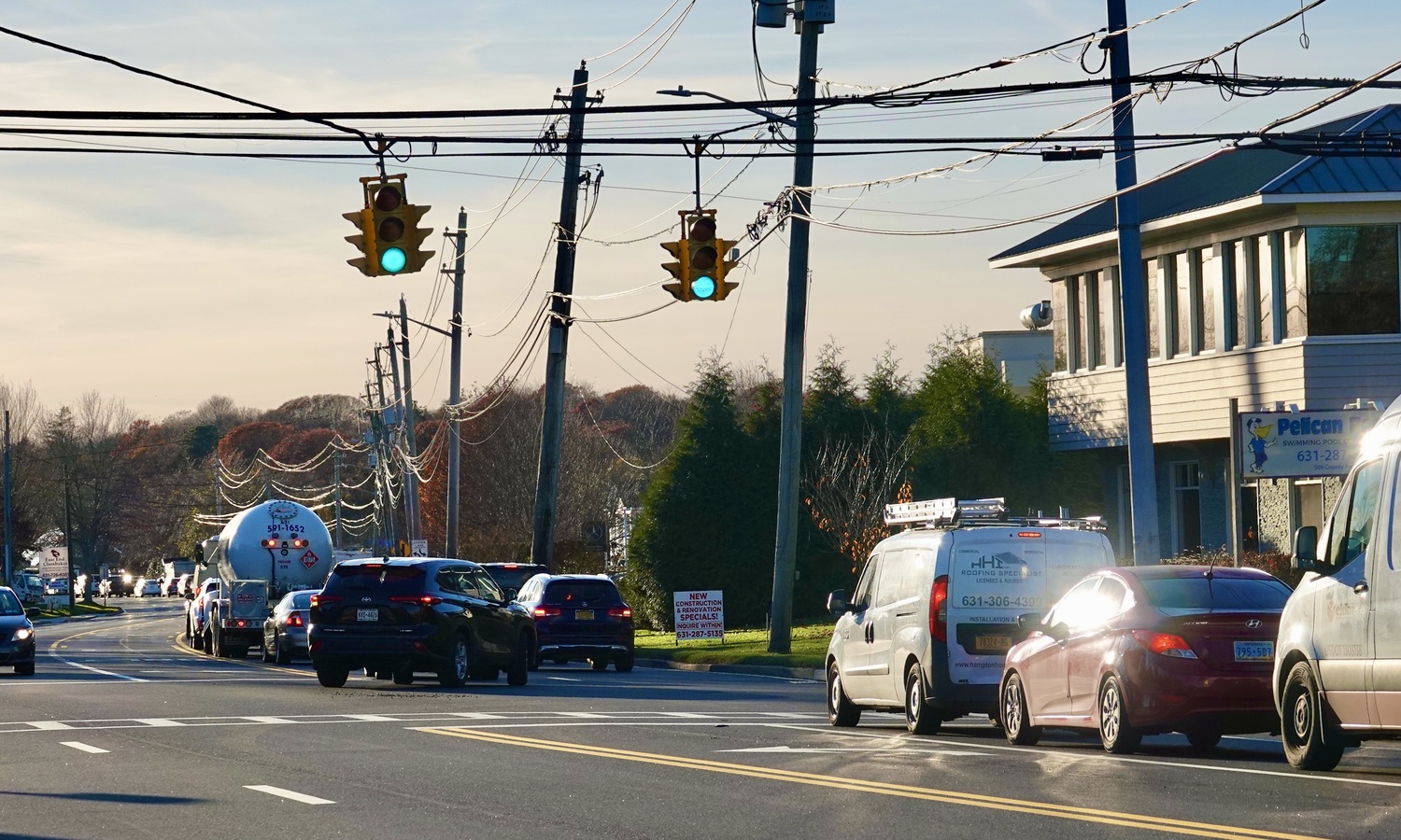 Traffic backups from the stop lights at Magee Street and Tuckahoe Road have clogged the flow of traffic through the new Sandy Hollow Road merge on most days. Southampton Town Police officers have waved cars through red lights at times to help keep things flowing but roadwork and accidents have at times clogged the chronically overcrowded roadway regardless at times. MICHAEL WRIGHT