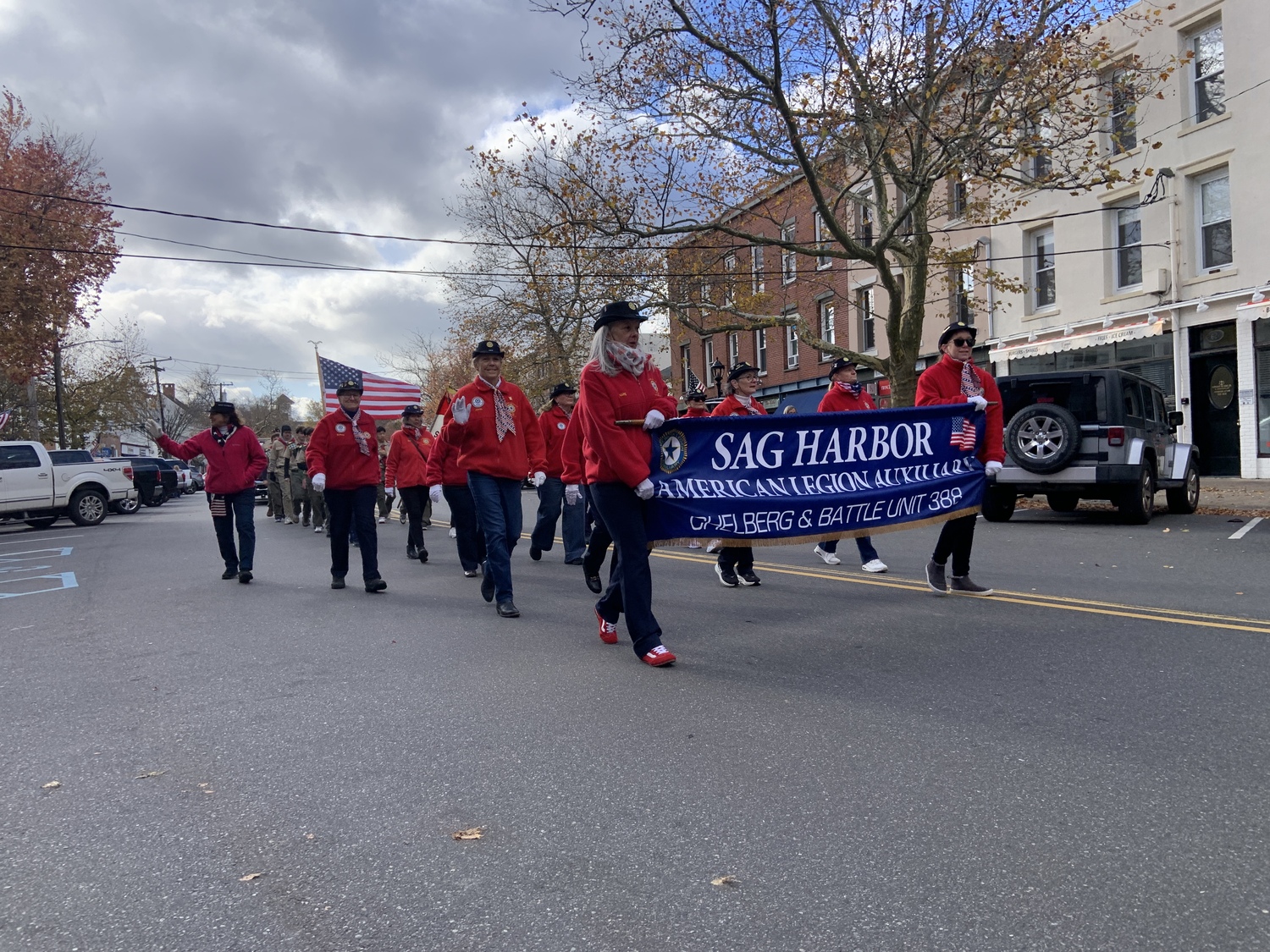 Members of Sag Harbor's American Legion Auxiliary participated in Tuesday's Veterans Day parade. STEPHEN J. KOTZ