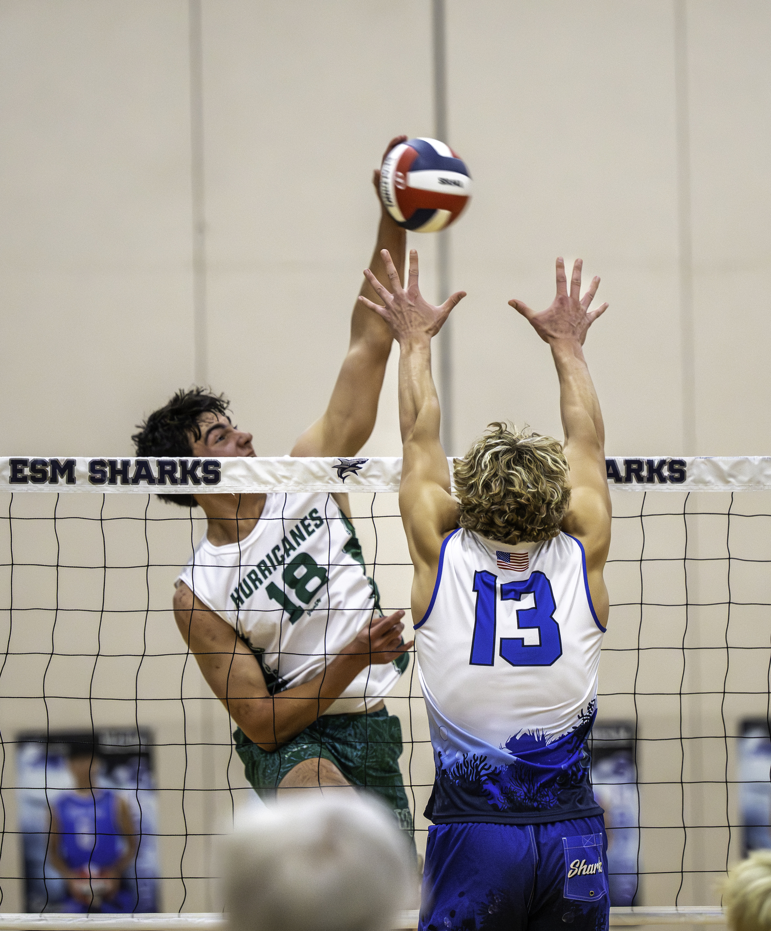 Senior outside hitter Jude Allen slams down a kill. MARIANNE BARNETT