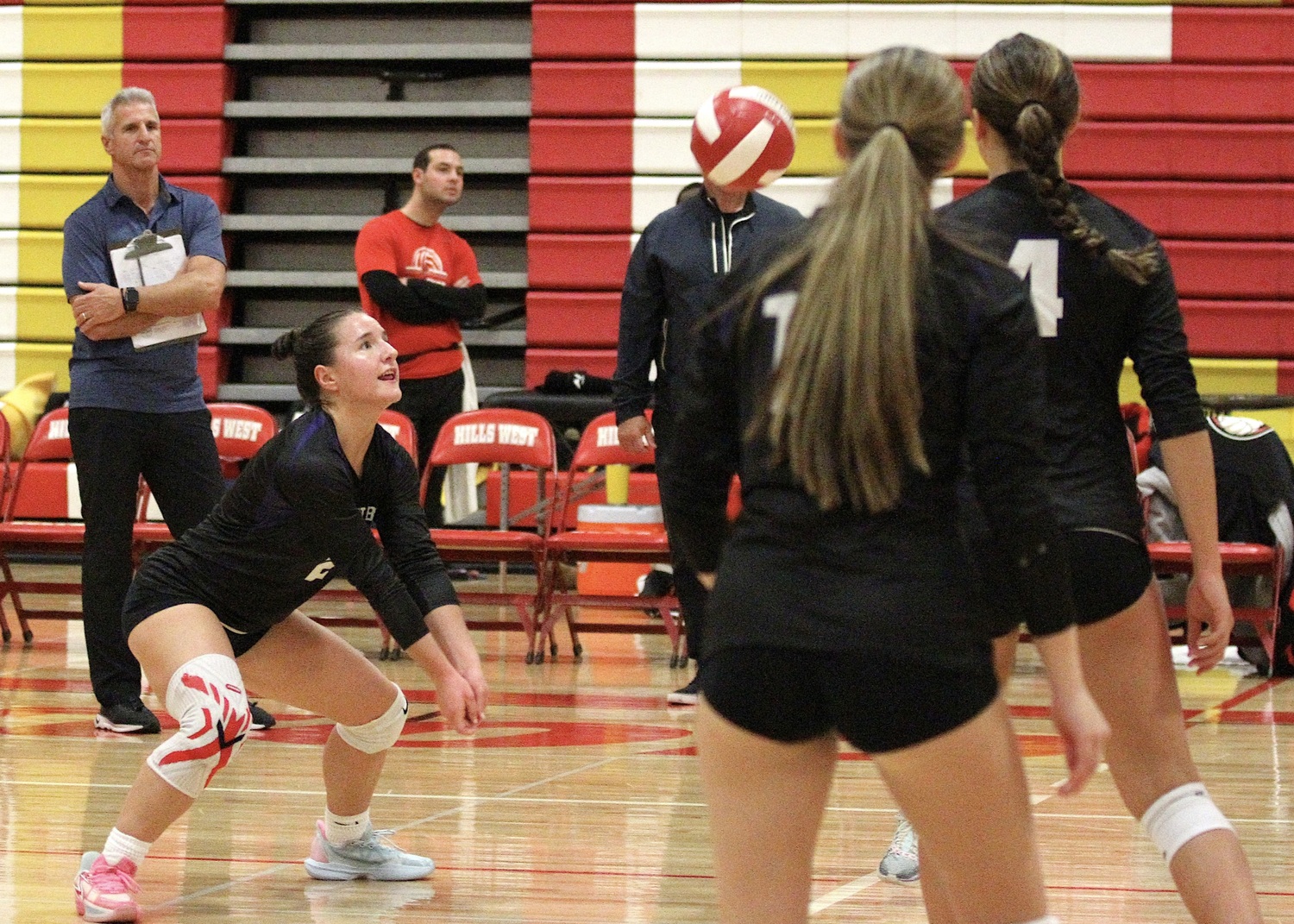 Senior outside hitter Madysen Frederiksen grabs a serve return. DESIRÉE KEEGAN