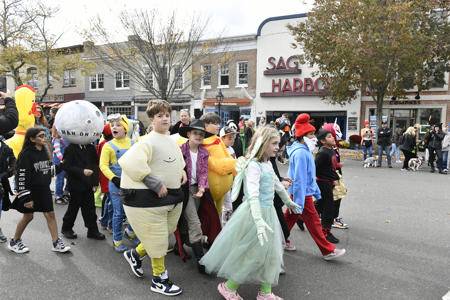 Sag Harbor Elementary students took to Main Street for the annual Halloween parade, greeting neighbors and local businesses along the way.   DANA SHAW