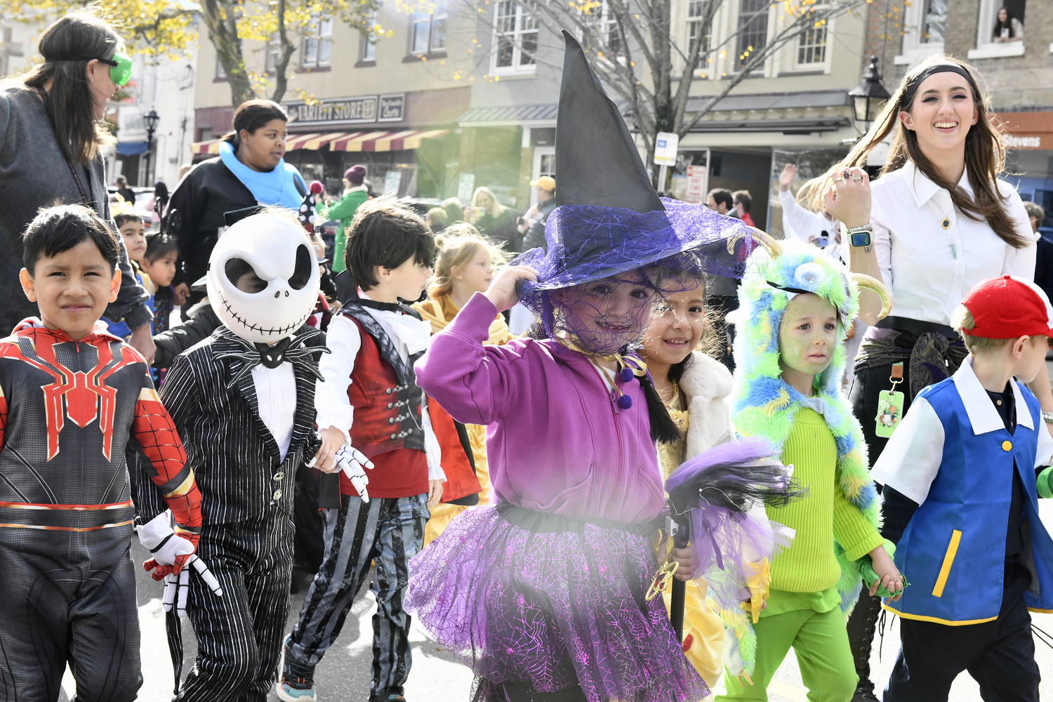 Sag Harbor Elementary students took to Main Street for the annual Halloween parade, greeting neighbors and local businesses along the way.   DANA SHAW