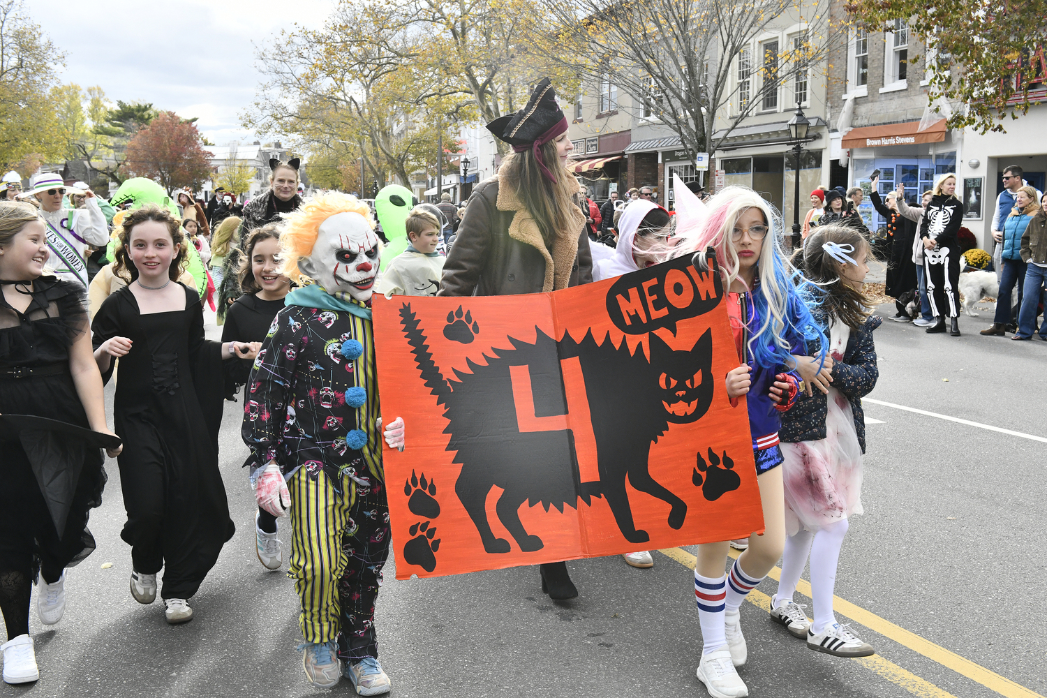 Sag Harbor Elementary students took to Main Street for the annual Halloween parade, greeting neighbors and local businesses along the way.   DANA SHAW