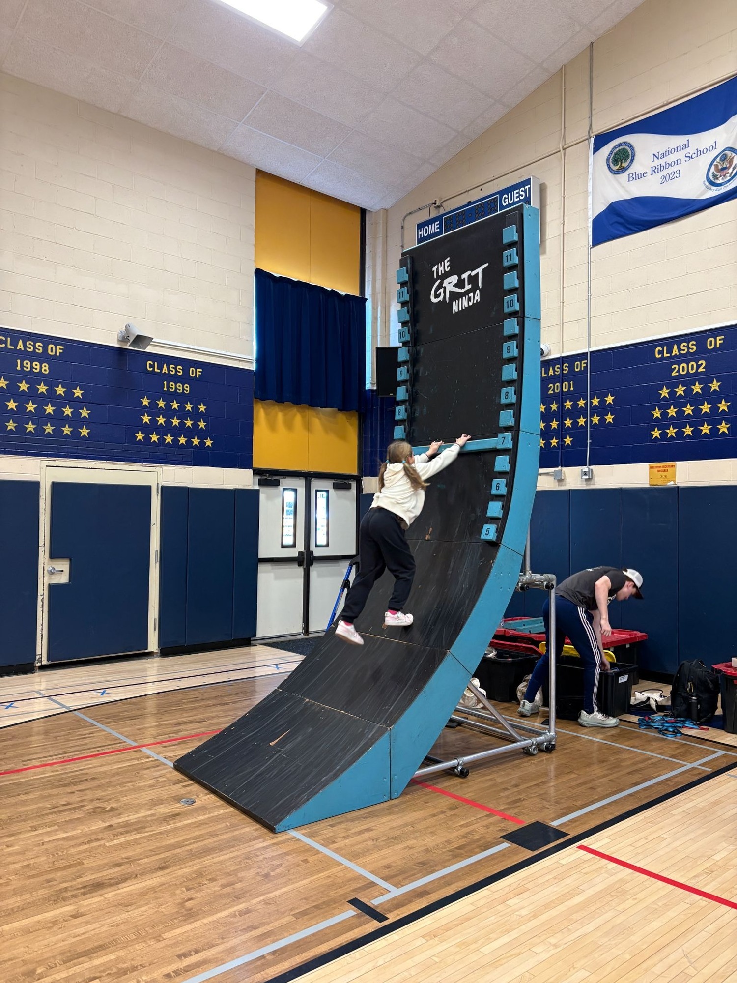 The Grit Ninja team visited Amagansett School on November 14, transforming the gymnasium into a ninja warrior obstacle course.  Students were challenged to use upper body power, grip strength, balance and agility to conquer unique and challenging course designs. COURTESY AMAGANSETT SCHOOL DISTRICT