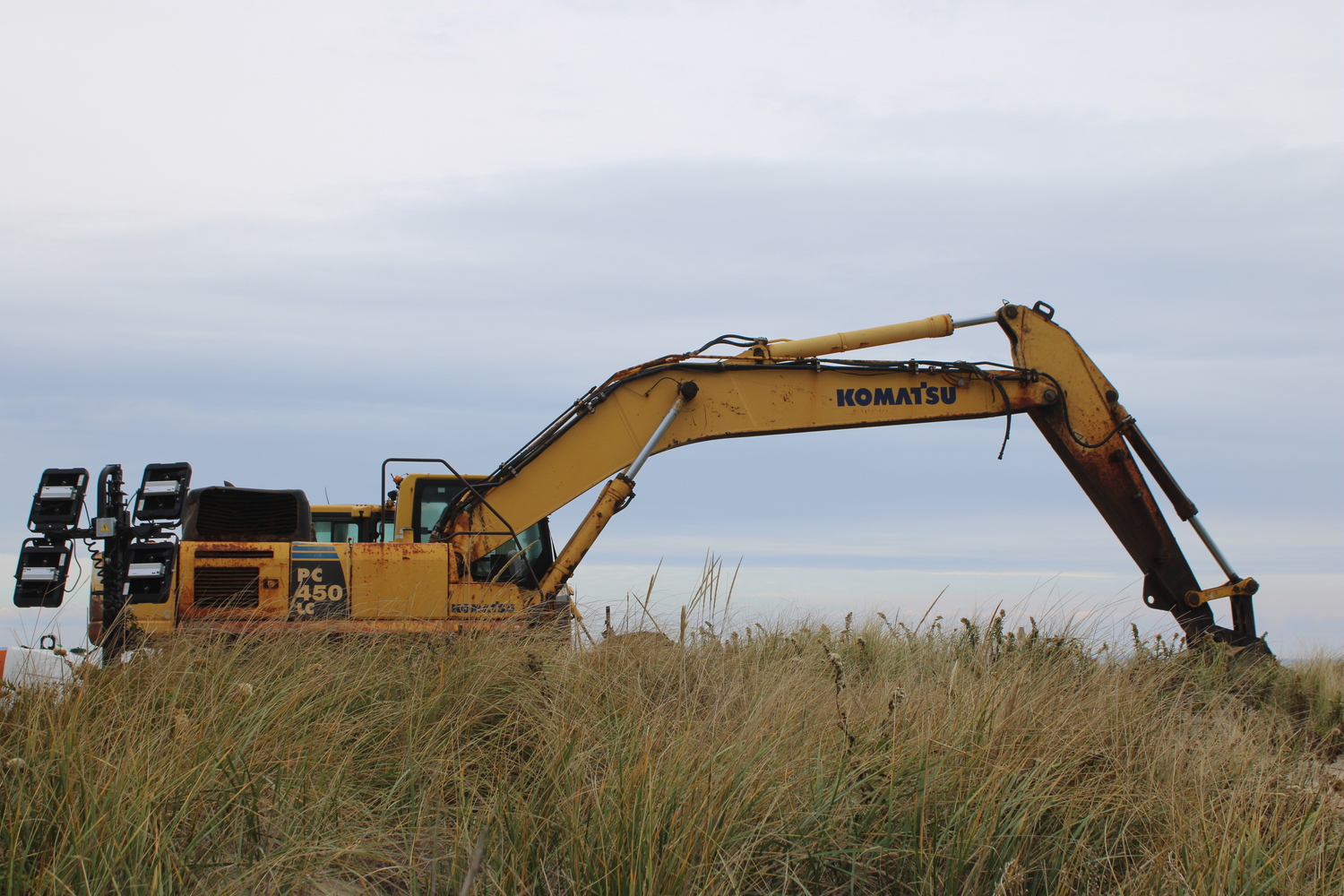 The machines were largely quiet on the west side of Lake Montauk Inlet on Monday morning. JACK MOTZ