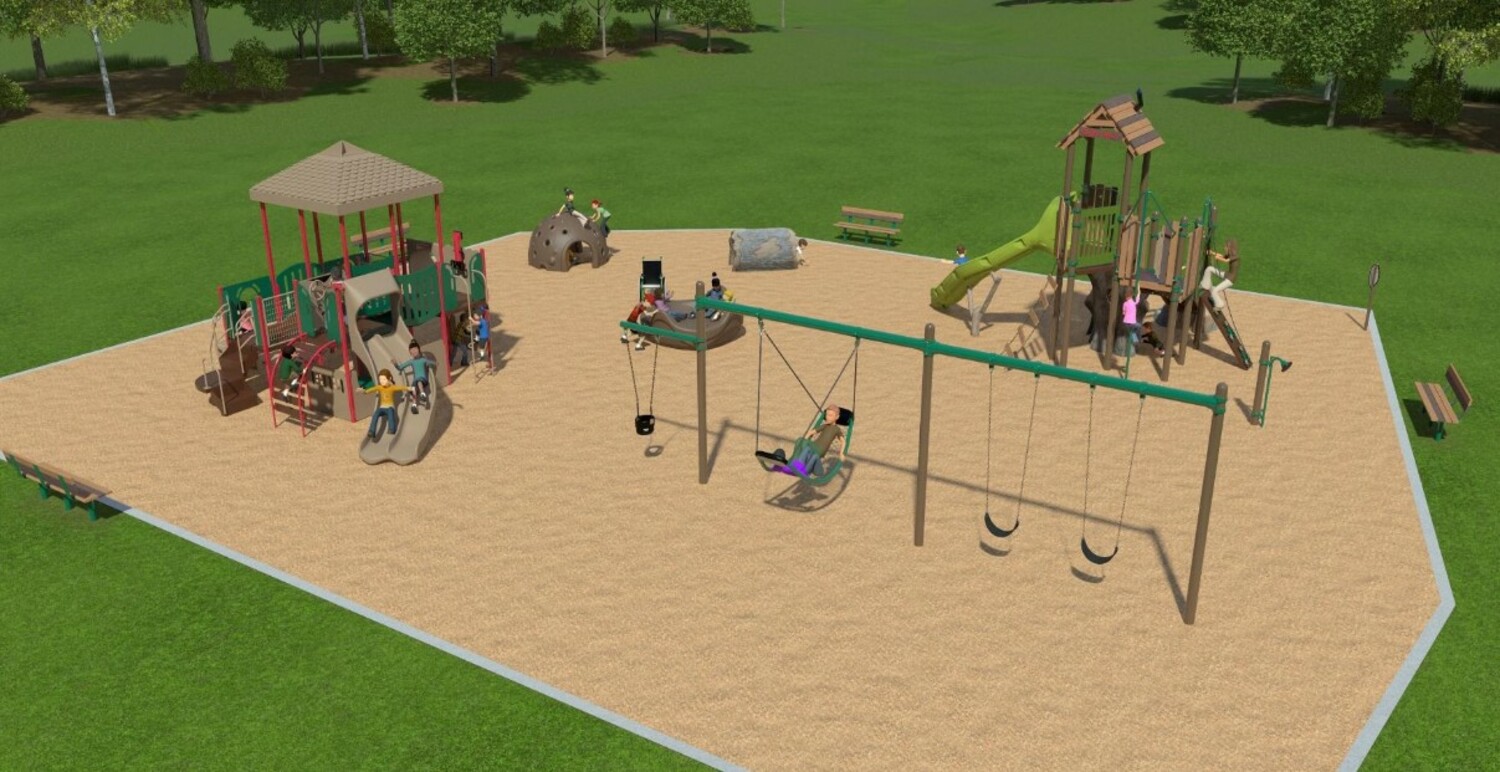 The front view of the renovations for the playground at Maidstone Park. The plan is to renovate the existing playground, with an eye toward serving toddlers. COURTESY EAST HAMPTON TOWN