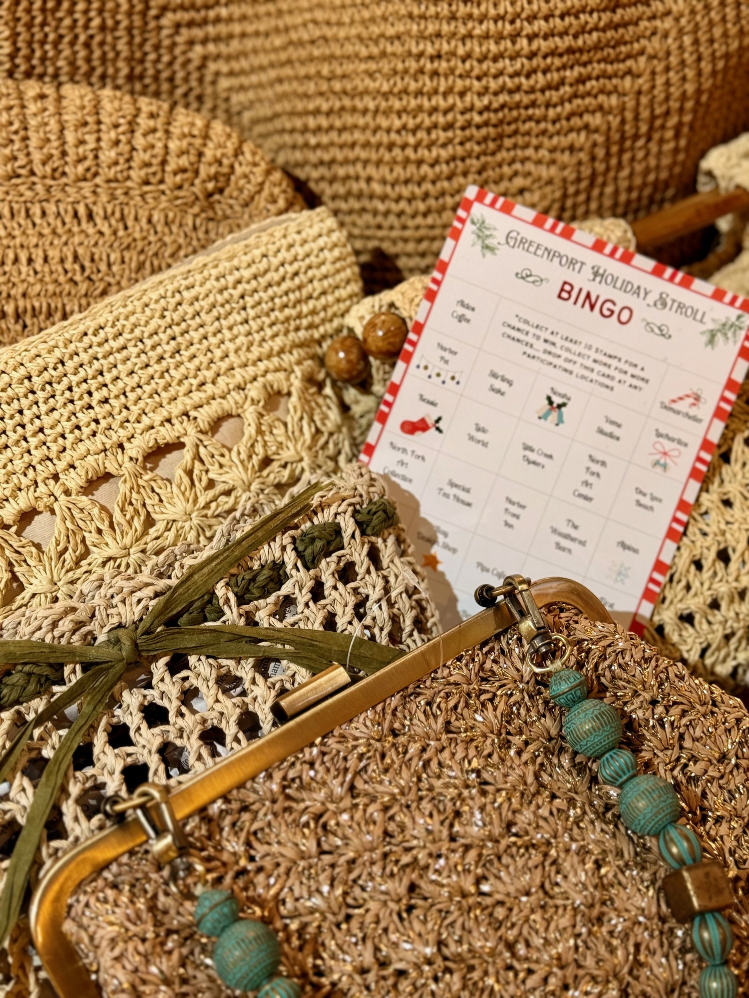 The bingo card incentivizes guests to peruse participating businesses.