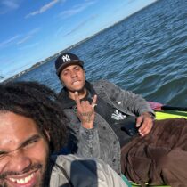 Southampton Town Police said Shane Garcia, left, sent this selfie of himself and his friend, Aaron Montemarano, to his girlfriend when they were kayaking on Saturday, November 1.