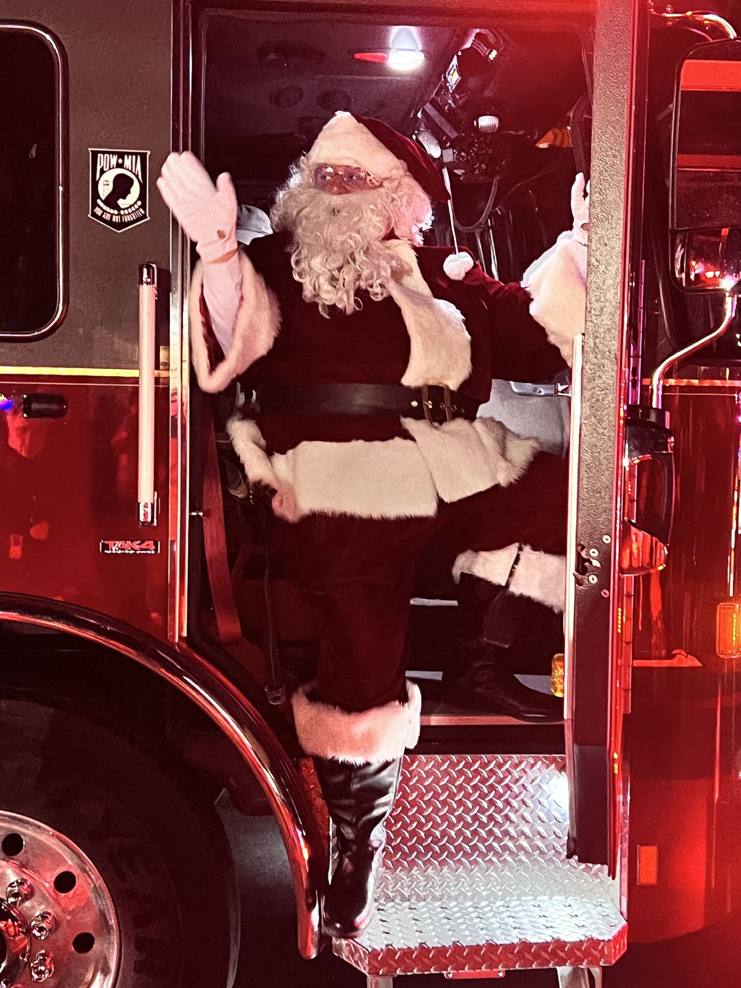 Santa arrives with the Flanders Fire Department to light the Big Duck. LEE MEYER