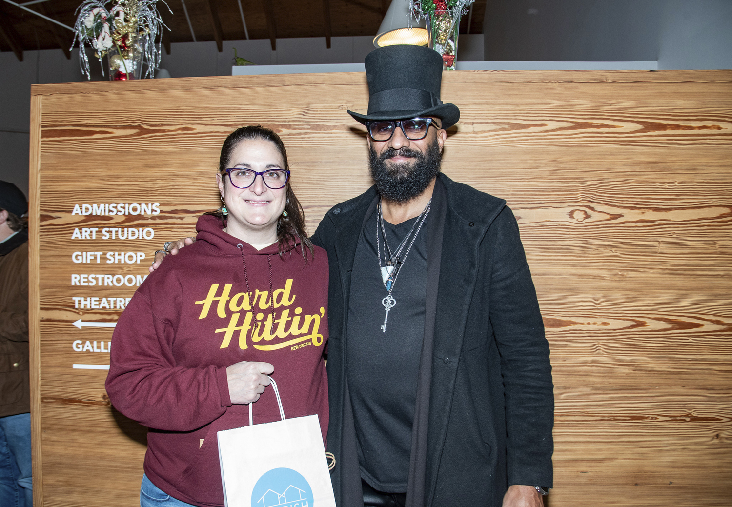 Deli Marden and Billy Diaz at the Parrish Art Museum's Winter Welcome Day and Holiday Market on Saturday. LISA TAMBURINI