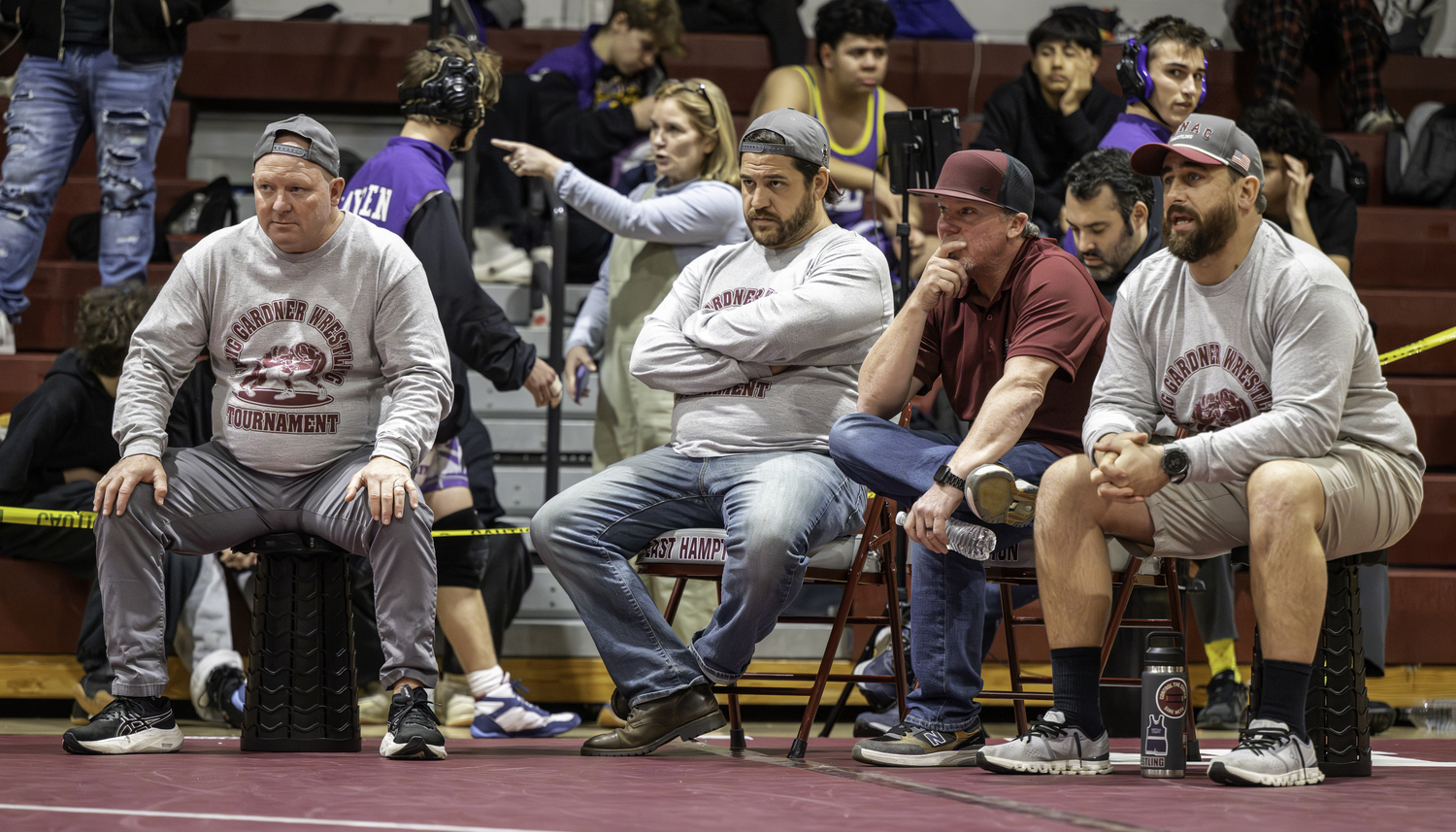Bonac coaches, Greg Schaffer, Cory Strain, Beau Campsey and Ethan Mitchell.  MARIANNE BARNETT