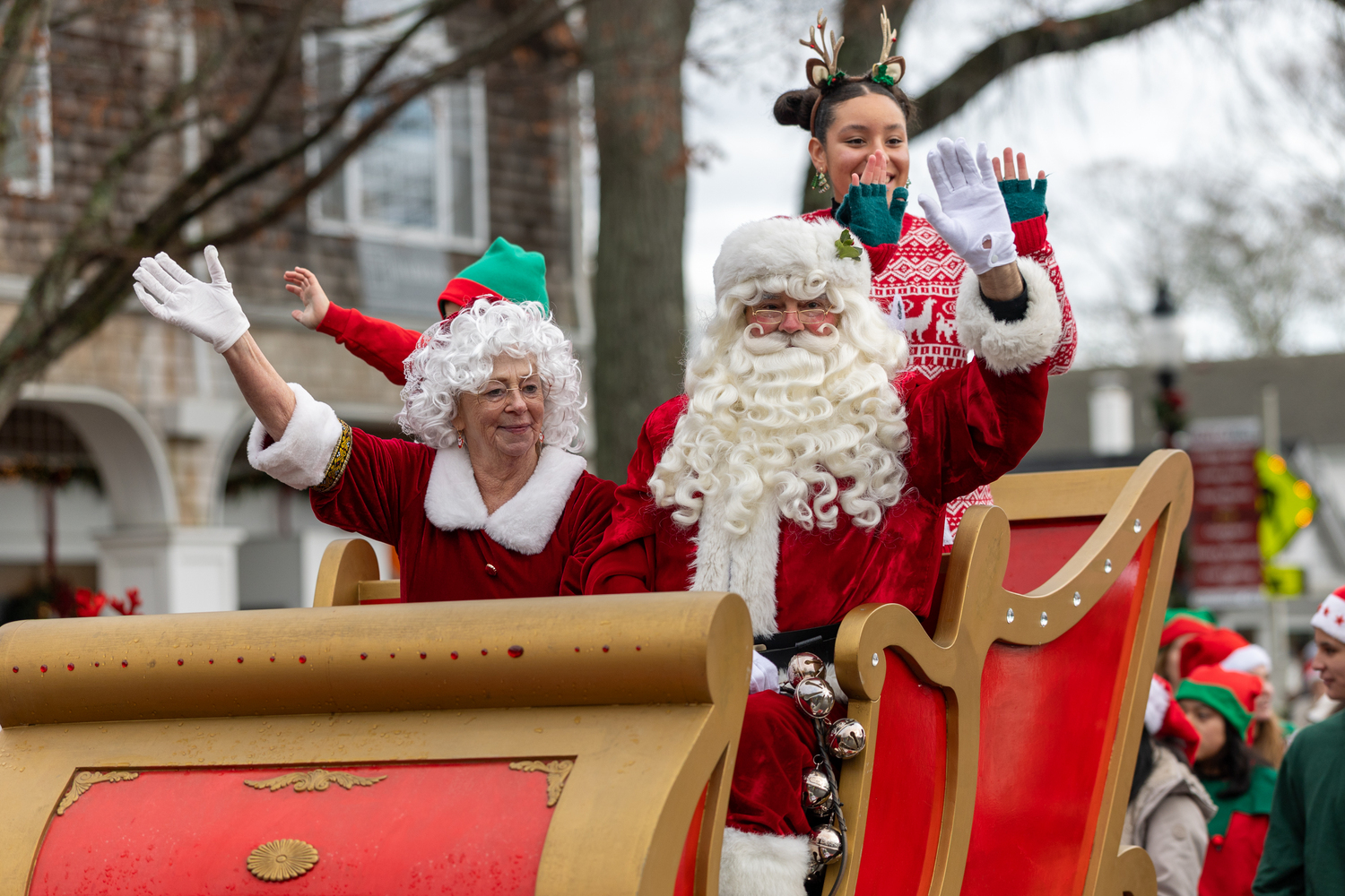 Santa and Mrs. Claus in the parade on Saturday in East Hampton Village.  RON ESPOSITO