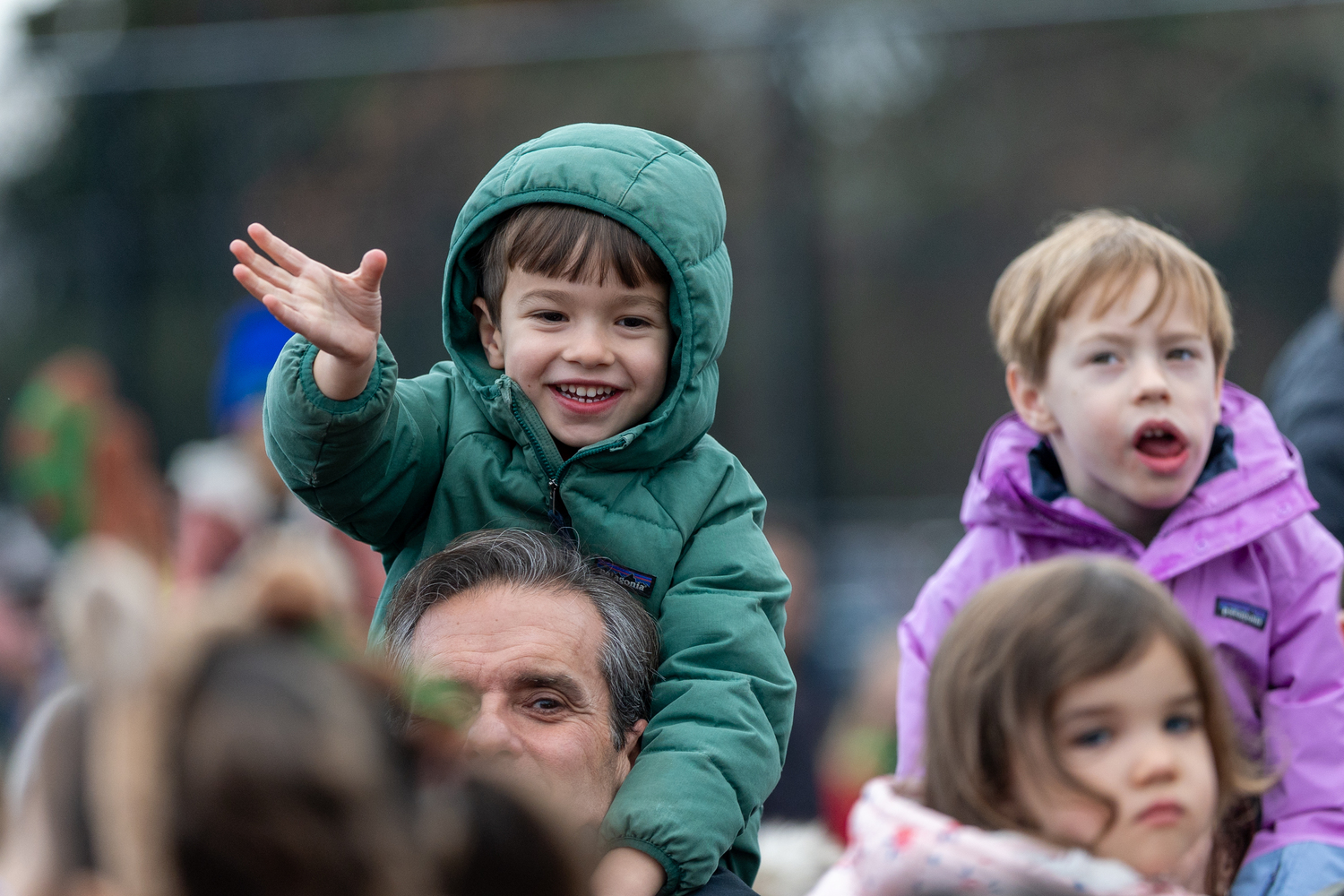 The crowd waits for Santa's arrival in Herrick Park on Saturday.
