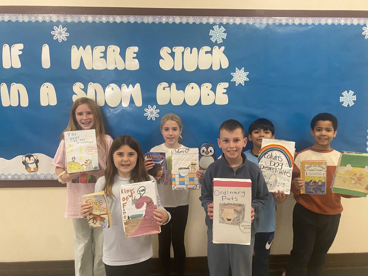 Hampton Bays Elementary School fourth grade students shared their love of reading by creating cereal box book reports as part of their fiction reading series. Each student came up with a unique name for their cereal based on the book they read, and all students presented their reports to the class. COURTESY HAMPTON BAYS SCHOOL DISTRICT