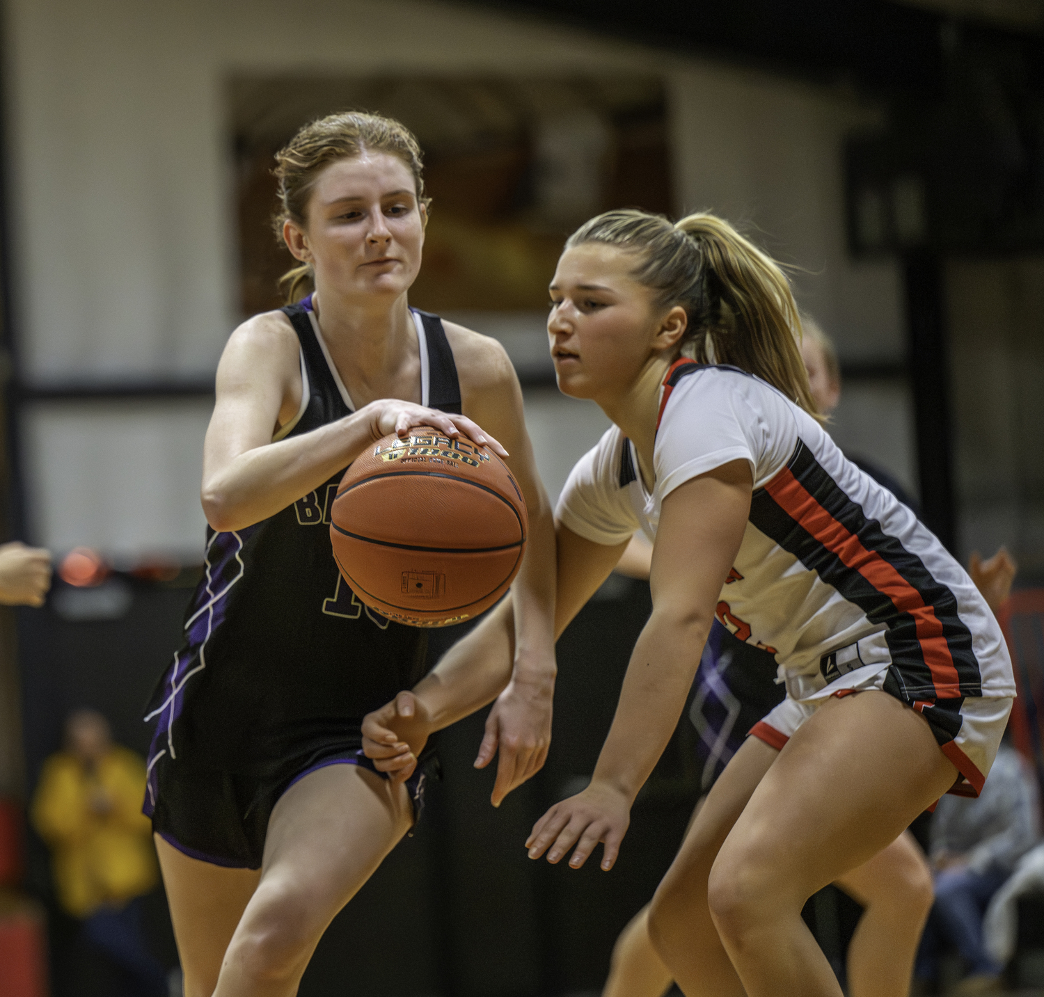Hampton Bays senior Shea Egan takes on Pierson senior Abby Perello.  MARIANNE BARNETT