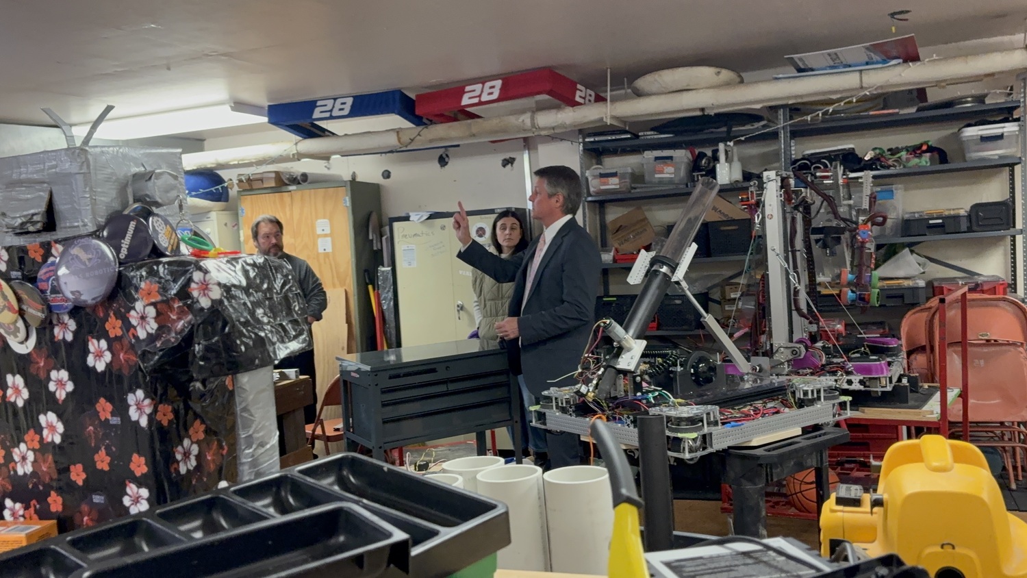 Superintendent Jeff Nichols gave a tour of the facilities that would be upgraded and improved if the bond referendum passes in January. The robotics room and locker rooms would be upgraded. CAILIN RILEY
