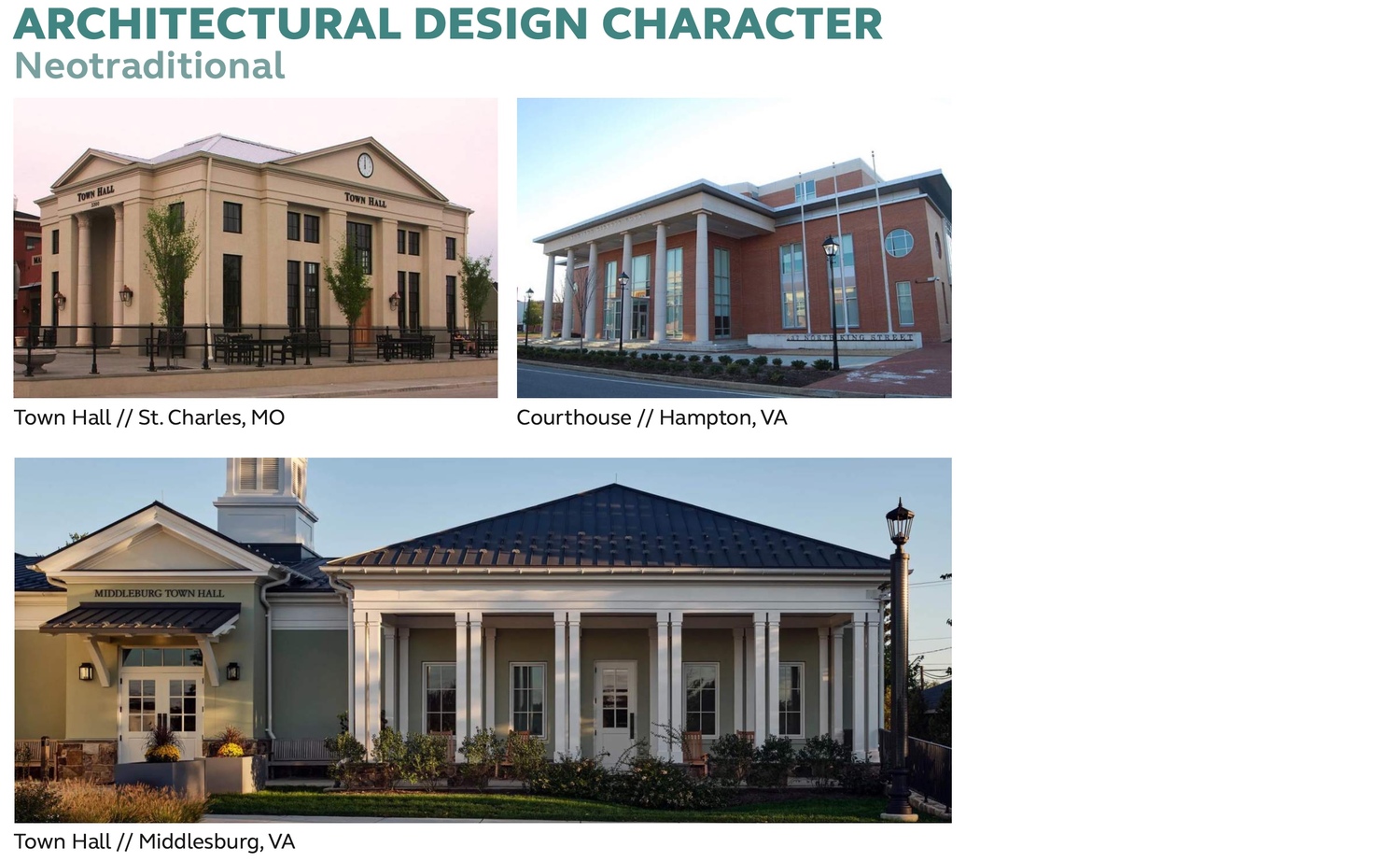 Potential designs for the new town buildings. ARCADIS DESIGN