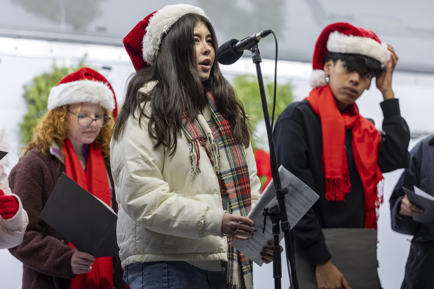 Students from Southampton high School VOSH and MOSH performed at the tree lighting on Saturday.  RON ESPOSITO