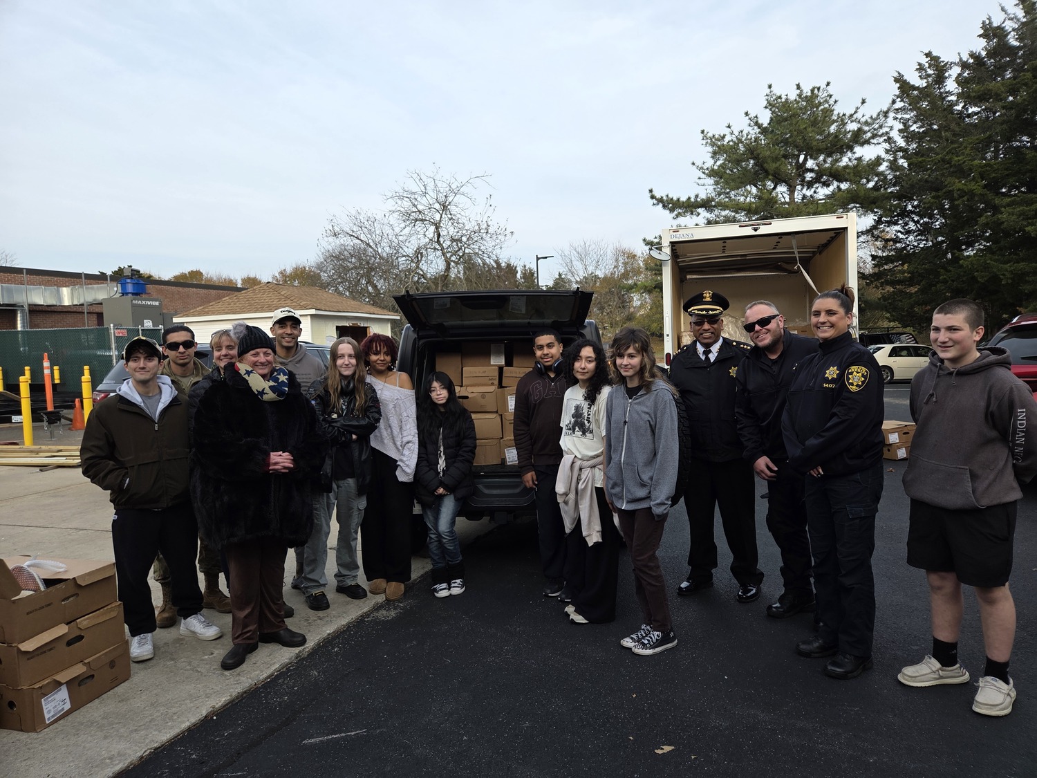 The Southampton High School Mariners Patriot Club, under the direction of Thea Fry, delivered 250 turkey dinners to local veterans and active military personnel and their families ahead of Thanksgiving. The donation effort involved weeks of planning and fundraising and ensured that those who served the country could enjoy a warm holiday meal with their families. COURTESY SOUTHAMPTON SCHOOL DISTRICT