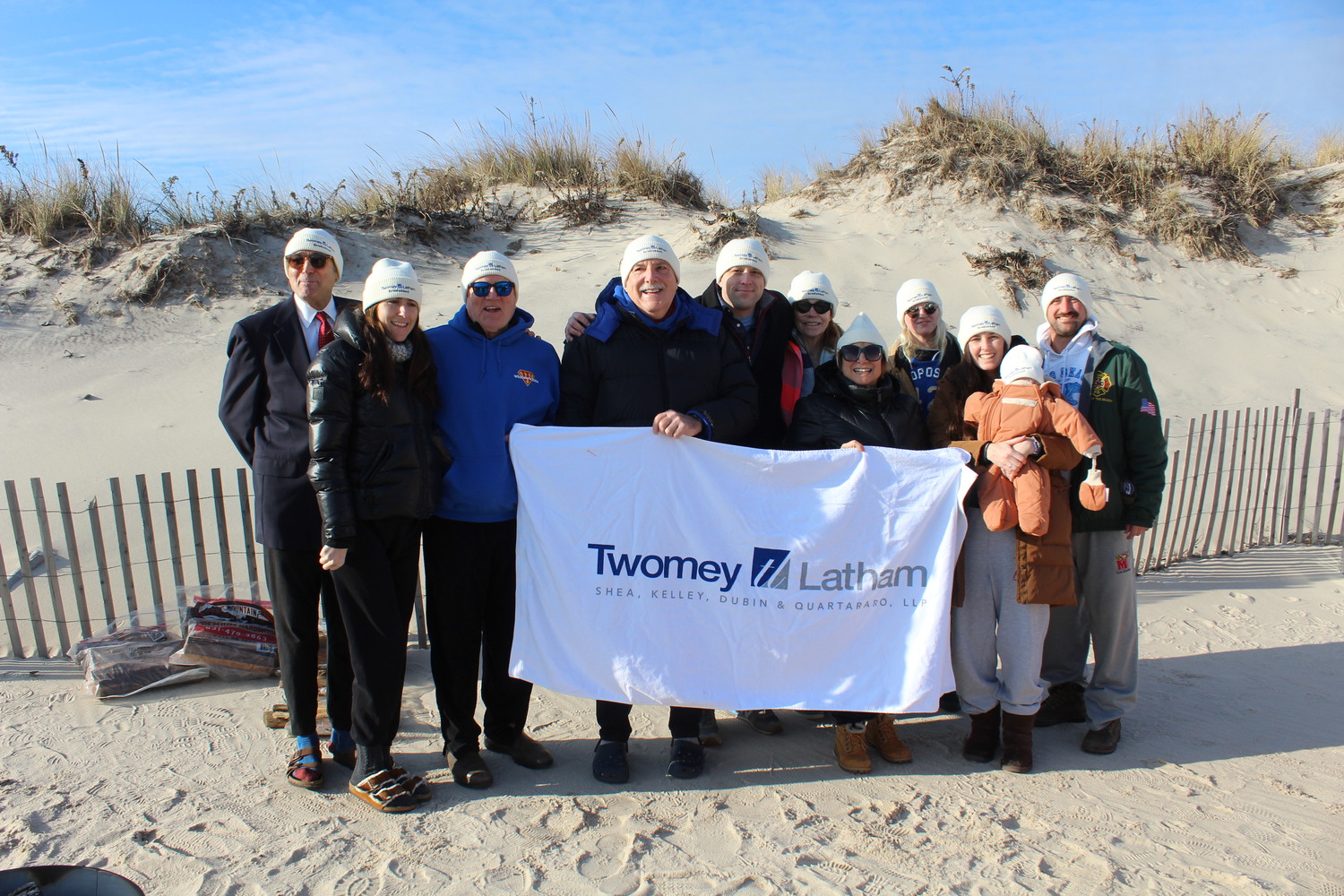 Twomey Latham Nanooks team at the Polar Bear Plunge at Coopers Beach on Saturday.  LEE MEYER