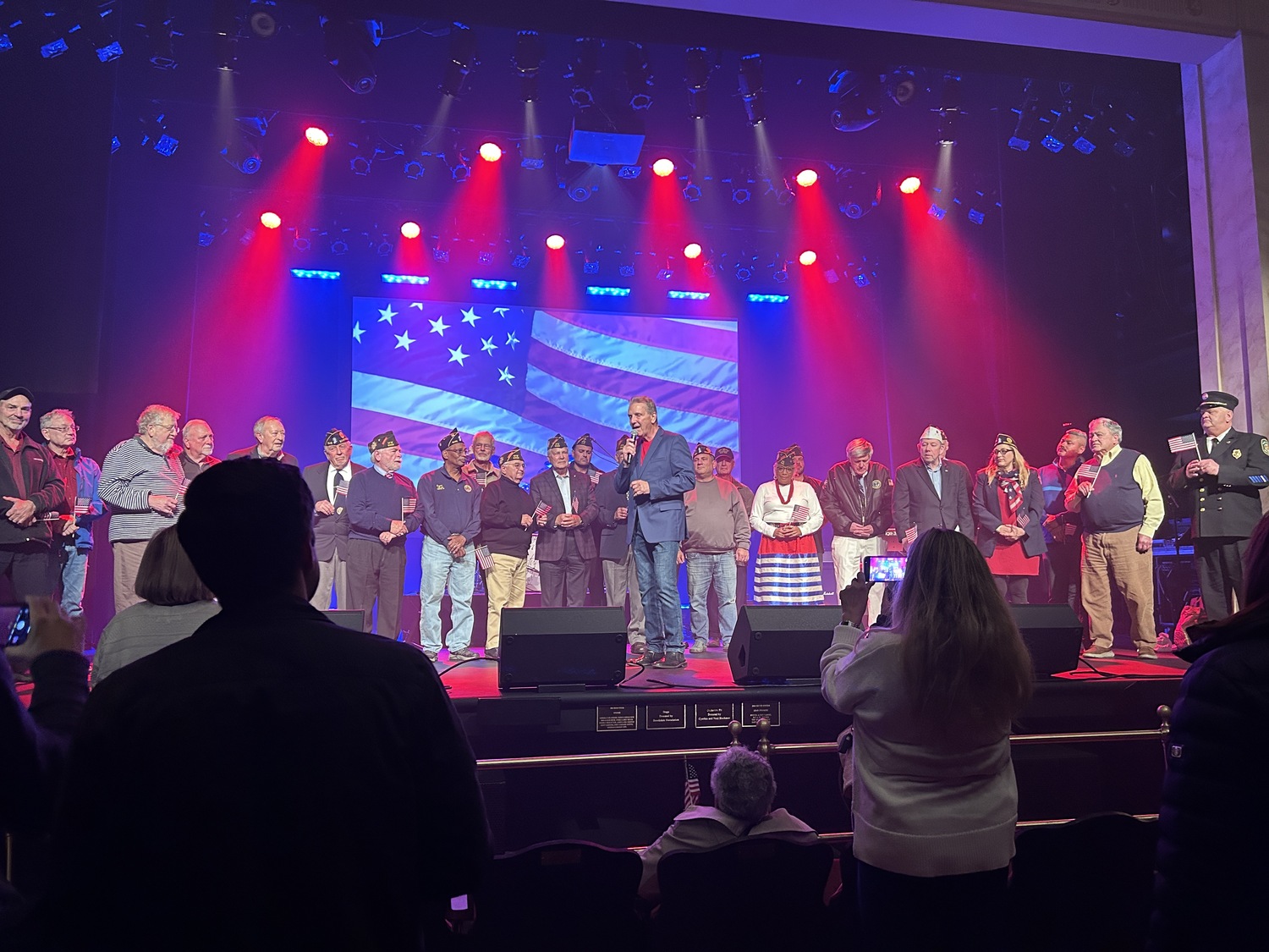 A Veterans Day tribute to local veterans and first responders took place at the Westhampton Beach Performing Arts Center offering a multi-generational musical performance by the Warriors Rock band. As a grand finale, veterans and first responders were invited on stage while the band played 